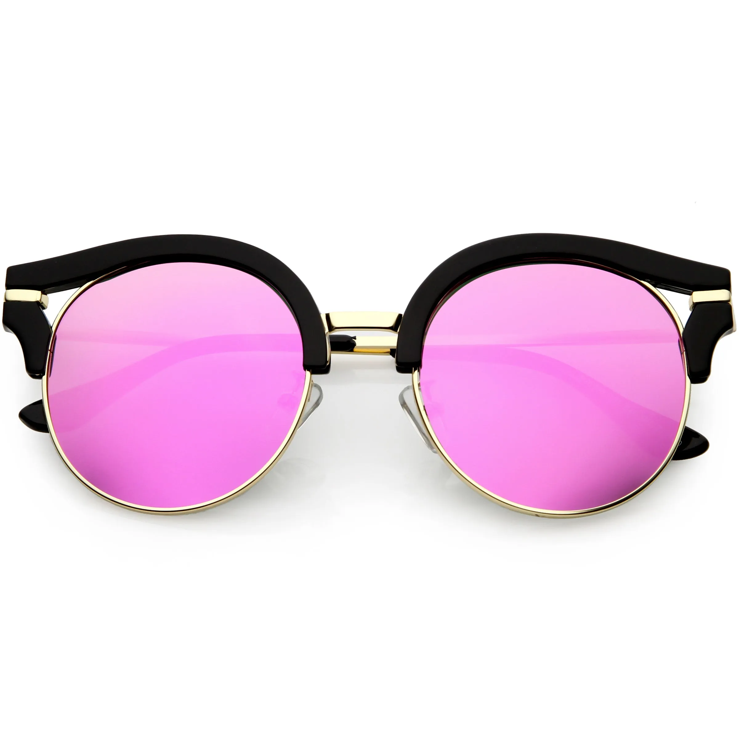 Round Metal Arms Polarized Flat Lens Cat Eye Sunglasses C896 sold by ZeroUV product image thumbnail 5