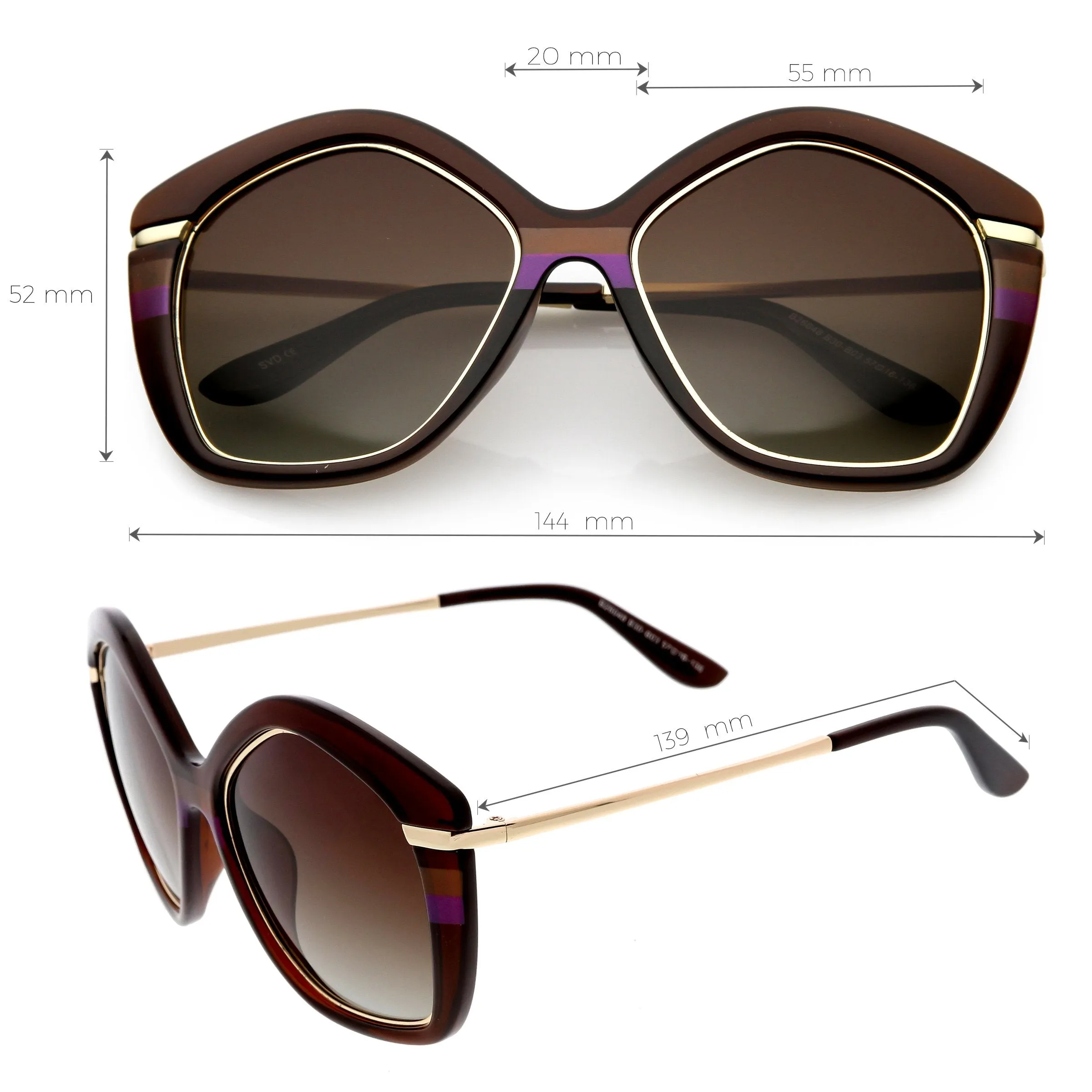 Women's 1950's Oversize Geometric Polarized Lens Sunglasses C900 sold by ZeroUV product image thumbnail 5
