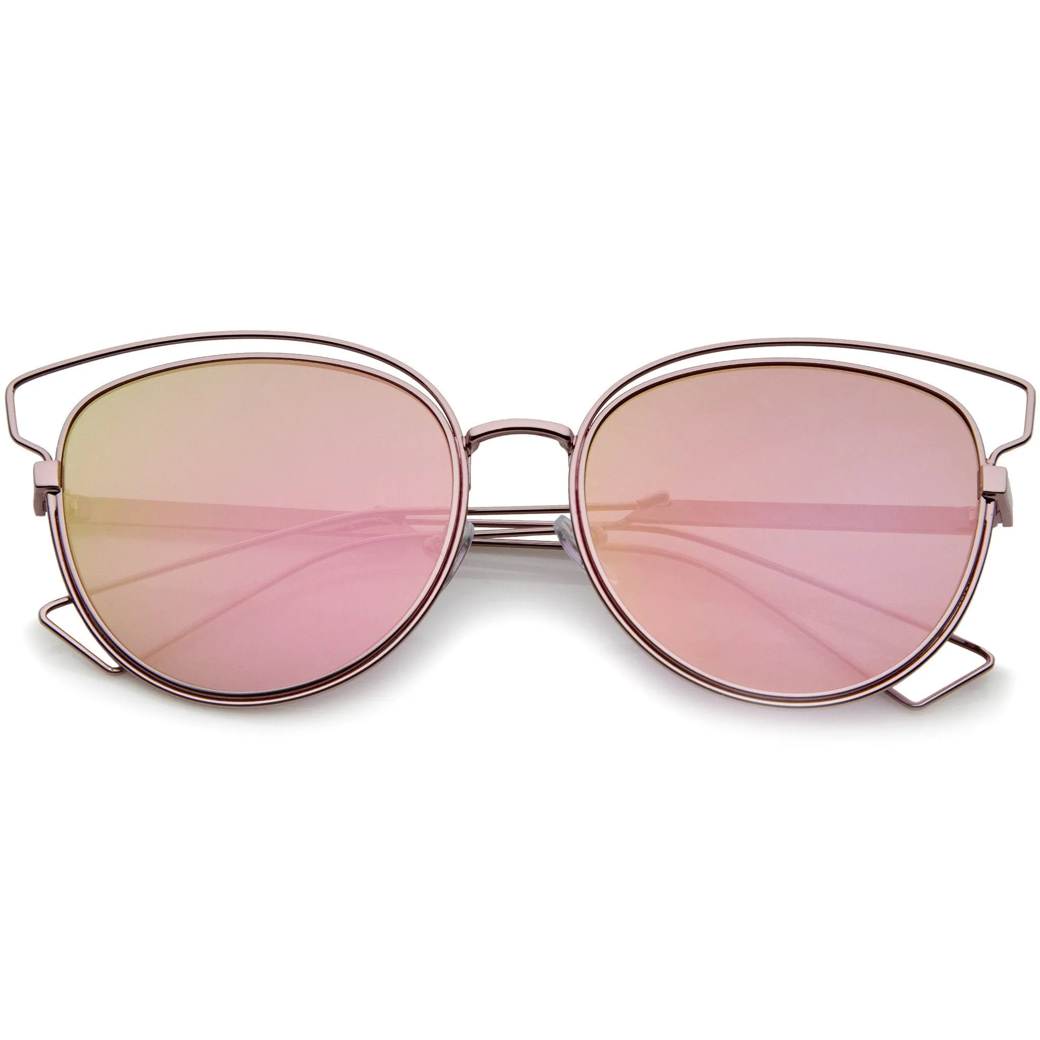 Women's Metal Laser Cut Mirrored Flat Lens Sunglasses A319 sold by ZeroUV product image thumbnail 3