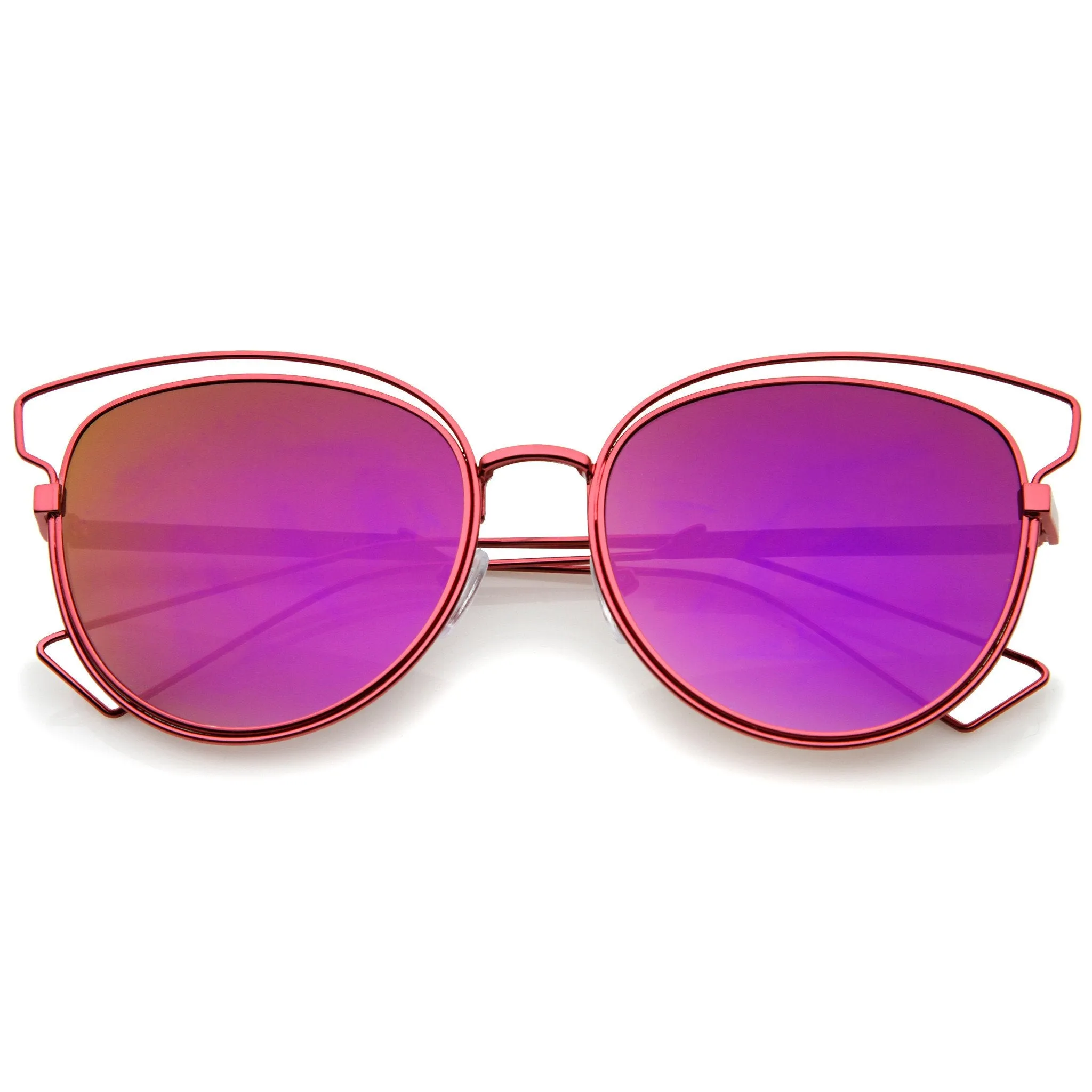 Women's Metal Laser Cut Mirrored Flat Lens Sunglasses A319 sold by ZeroUV product image thumbnail 4