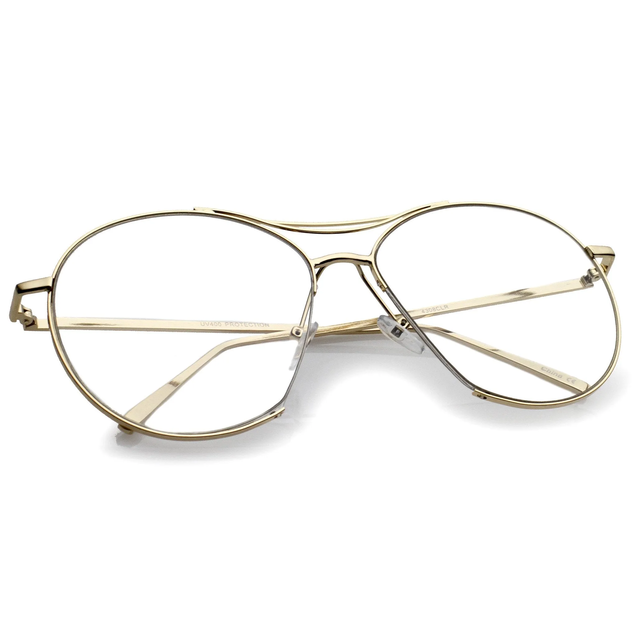 Oversize Retro Modern Clear Lens Aviator Glasses C132 sold by ZeroUV product image thumbnail 4