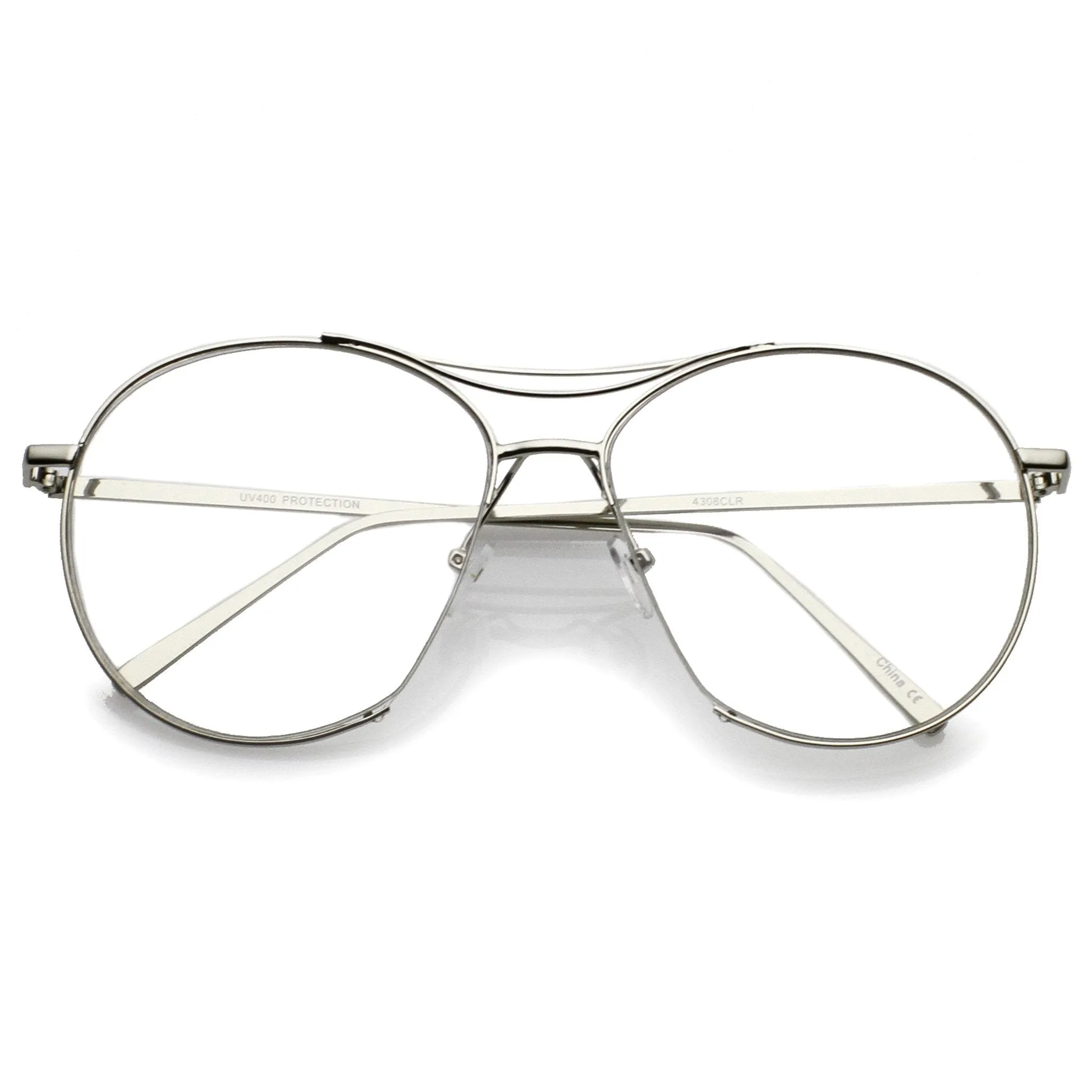 Oversize Retro Modern Clear Lens Aviator Glasses C132 sold by ZeroUV product image thumbnail 5