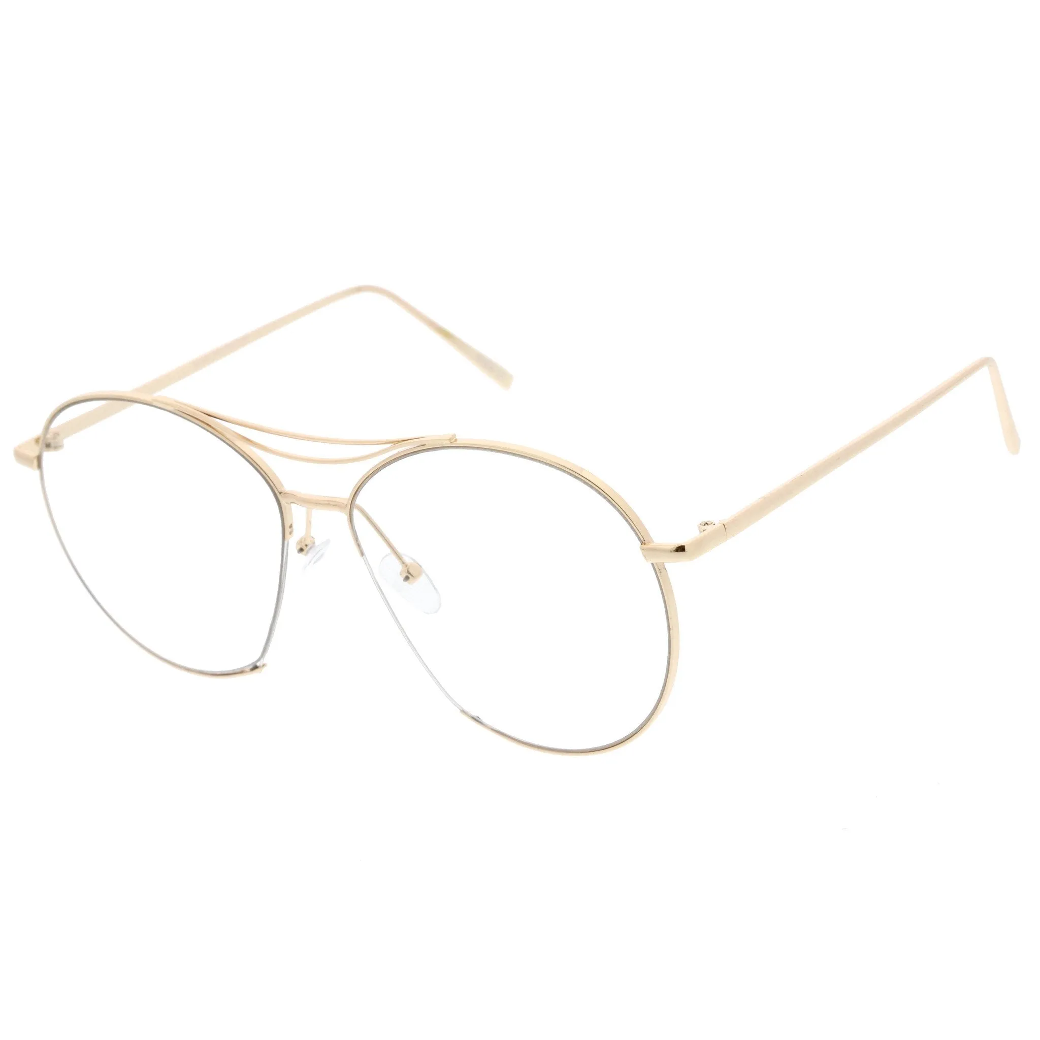 Oversize Retro Modern Clear Lens Aviator Glasses C132 sold by ZeroUV product image thumbnail 2