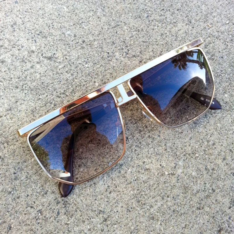 True Vintage Retro Flat Top Medal Aviator Sunglasses Gold sold by ZeroUV