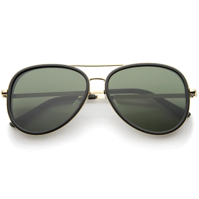 European Retro Two Tone Flat Lens Aviator Sunglasses A234 made by ZeroUV