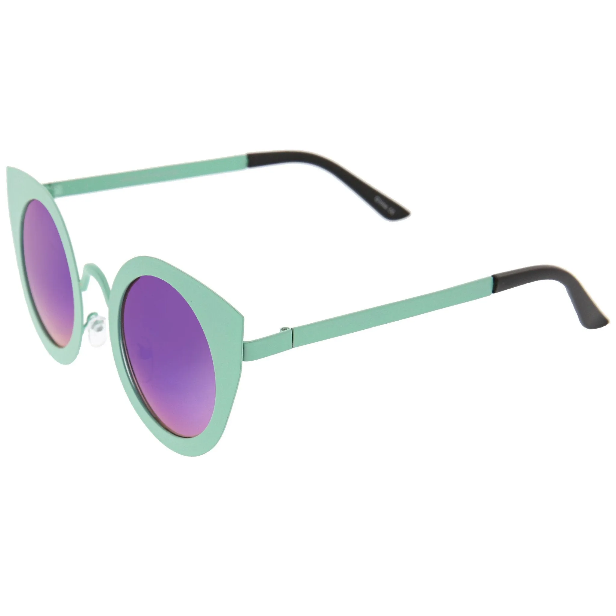 Women's Multi Color Mirrored Lens Round Cat Eye Sunglasses A504 sold by ZeroUV product image thumbnail 5