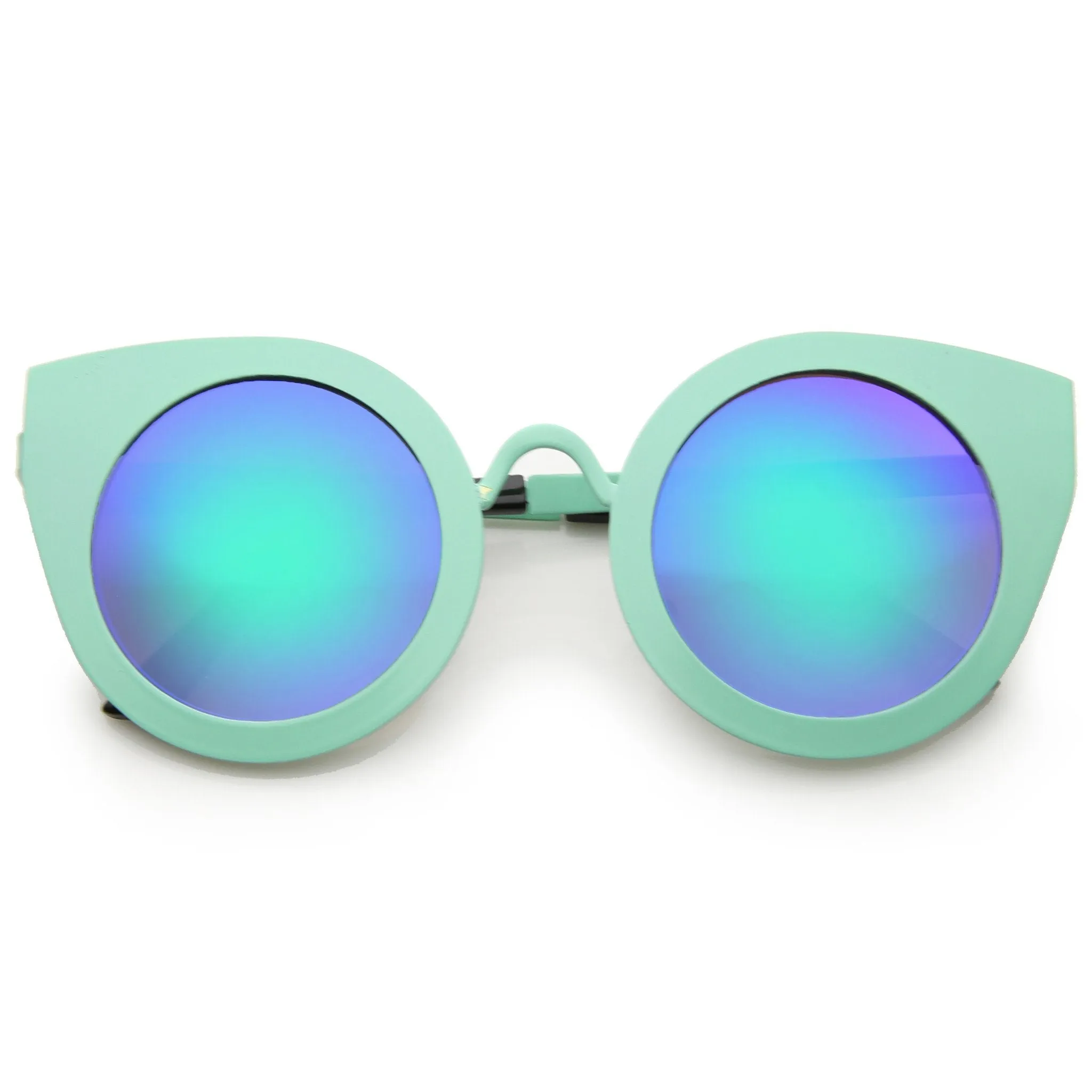 Women's Multi Color Mirrored Lens Round Cat Eye Sunglasses A504 sold by ZeroUV product image thumbnail 3