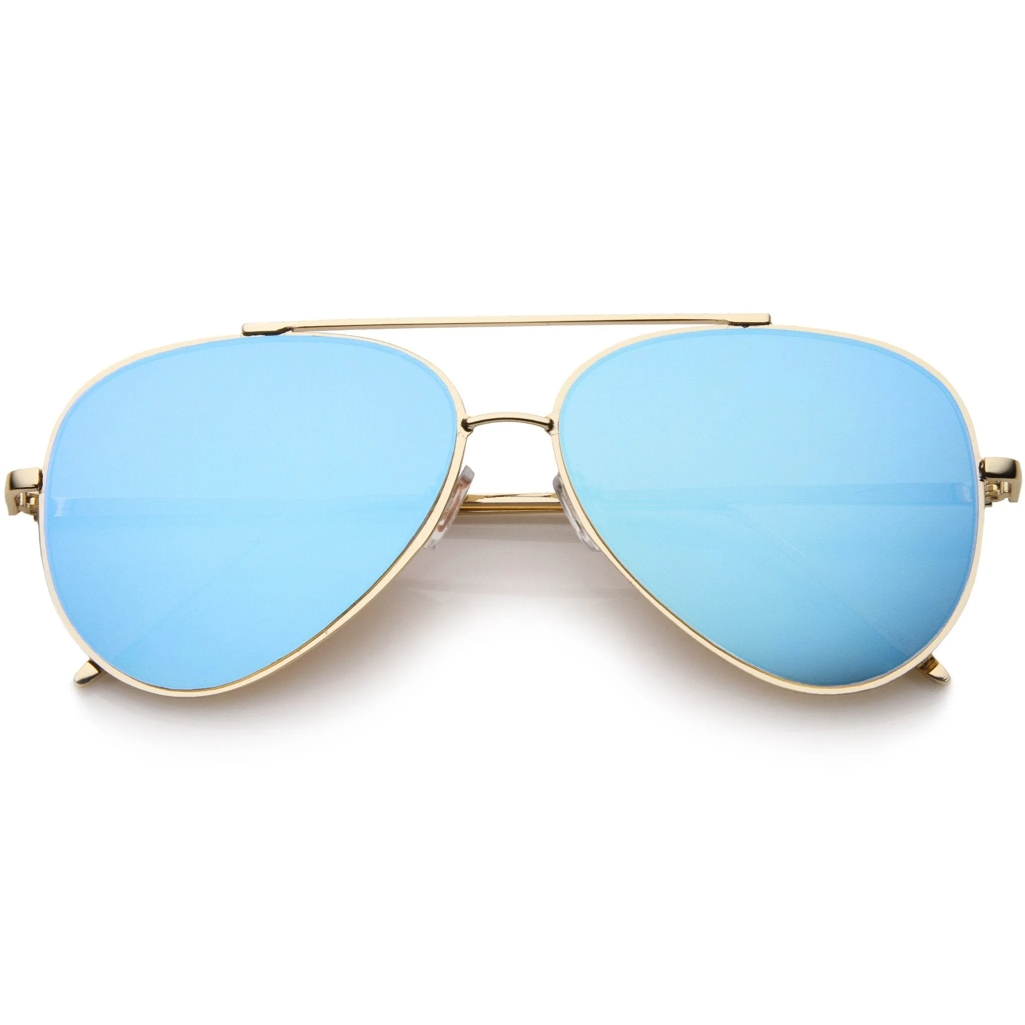 Retro Modern Mirrored Flat Lens Metal Aviator Sunglasses A318 sold by ZeroUV product image thumbnail 2