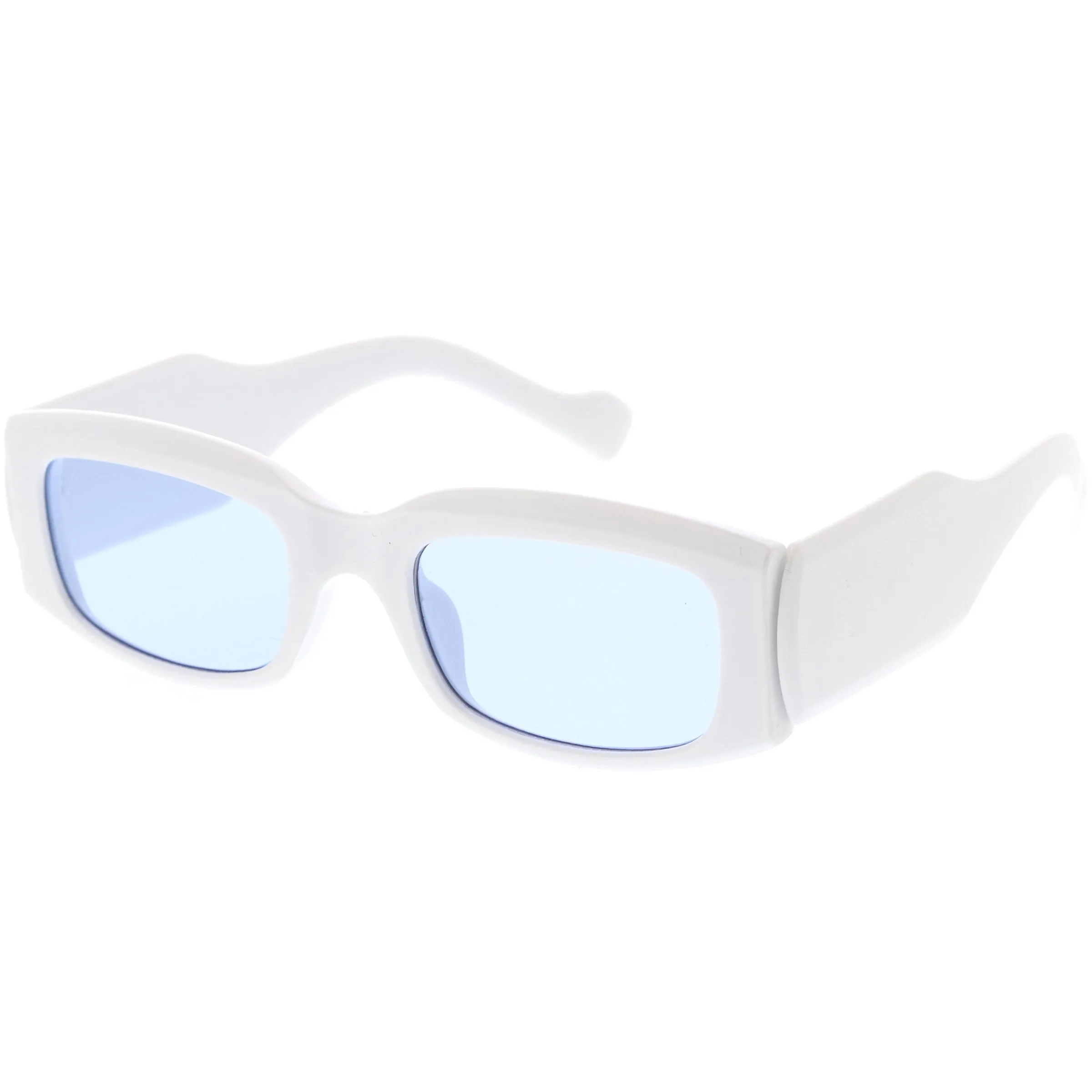 Retro Wide Flat Lens Chunky Rectangular Sunglasses D255 sold by ZeroUV product image thumbnail 2