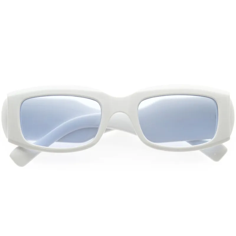 Retro Wide Flat Lens Chunky Rectangular Sunglasses D255 sold by ZeroUV