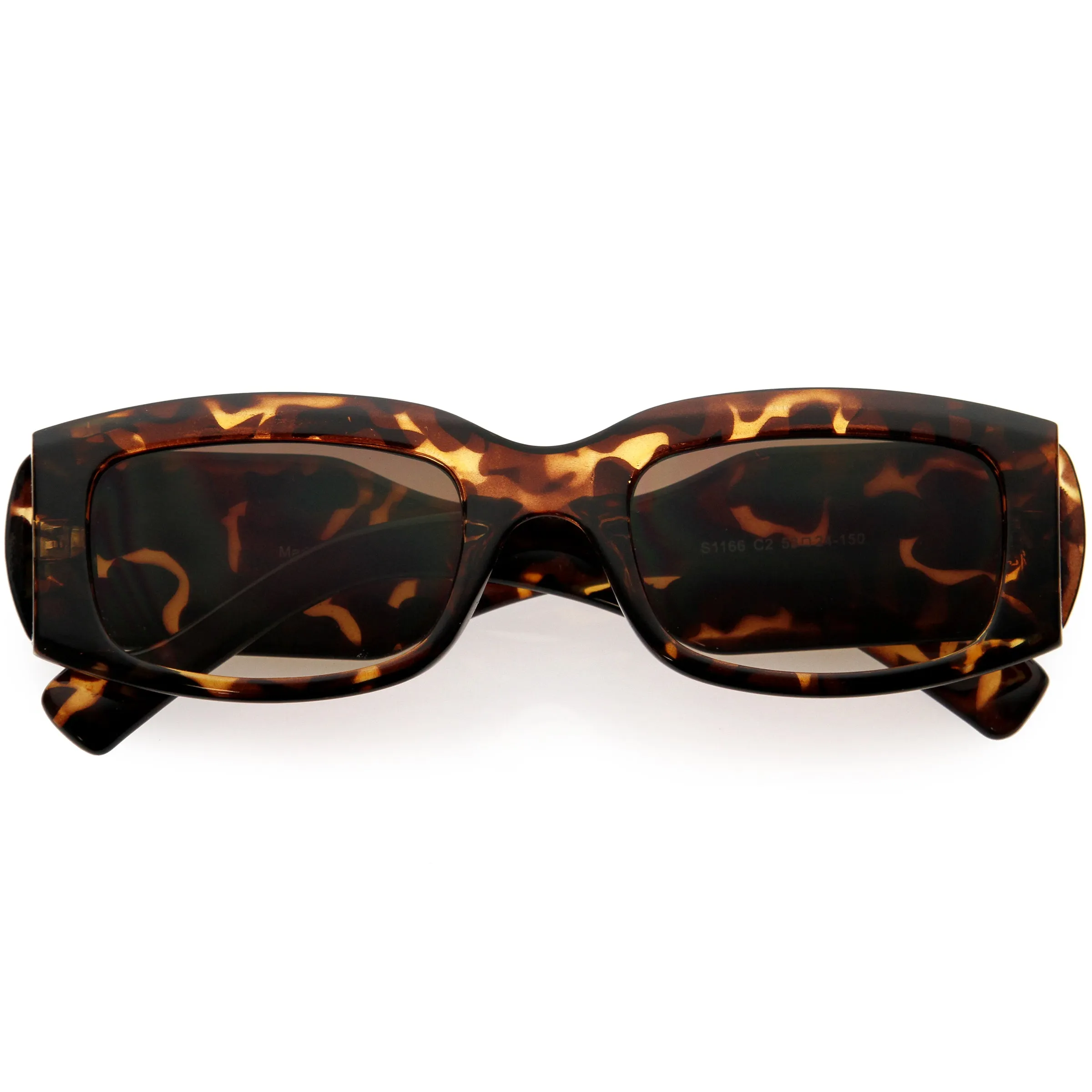 Retro Wide Flat Lens Chunky Rectangular Sunglasses D255 sold by ZeroUV product image thumbnail 4