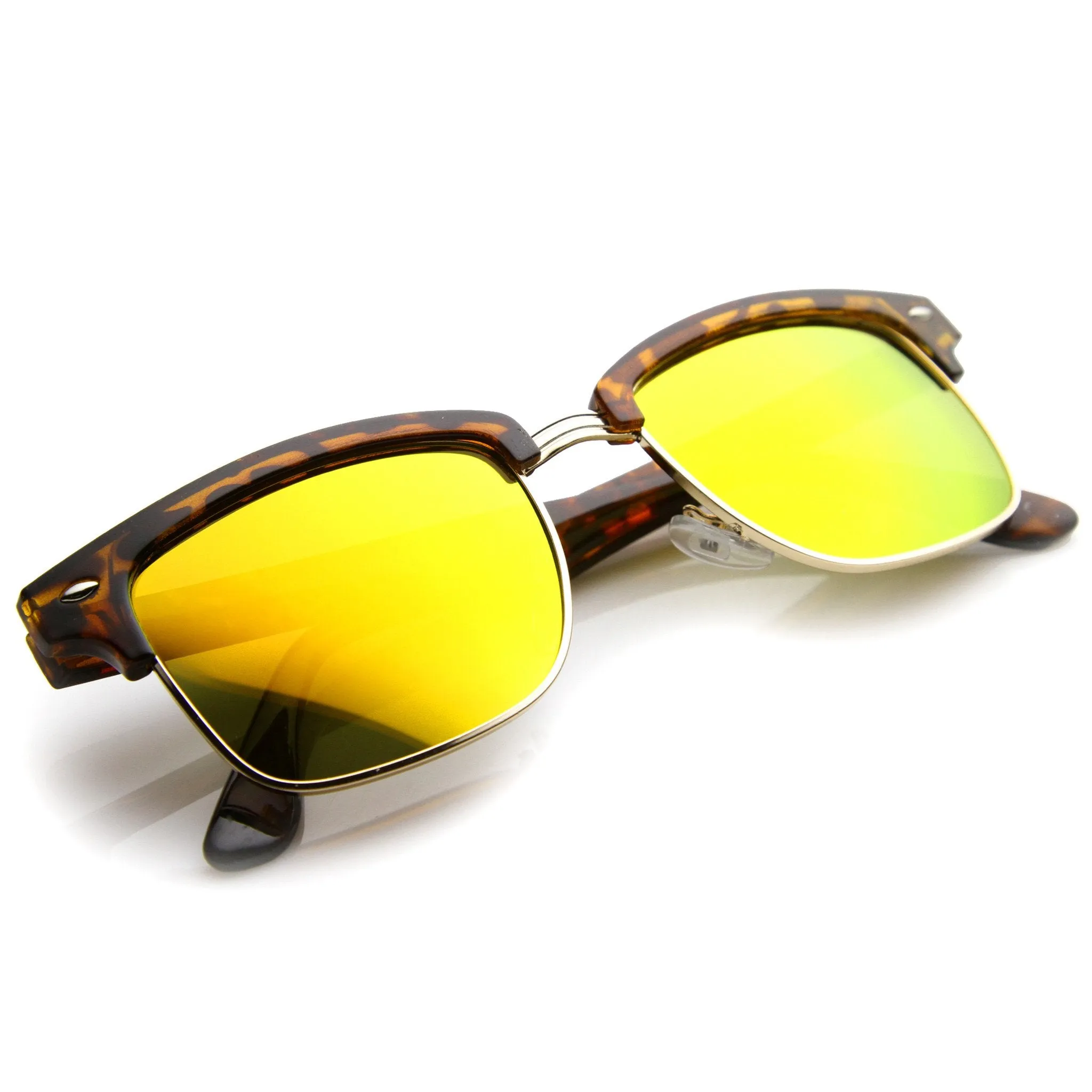 Retro Half Frame Horned Rim Mirror Lens Sunglasses 9811 sold by ZeroUV product image thumbnail 4