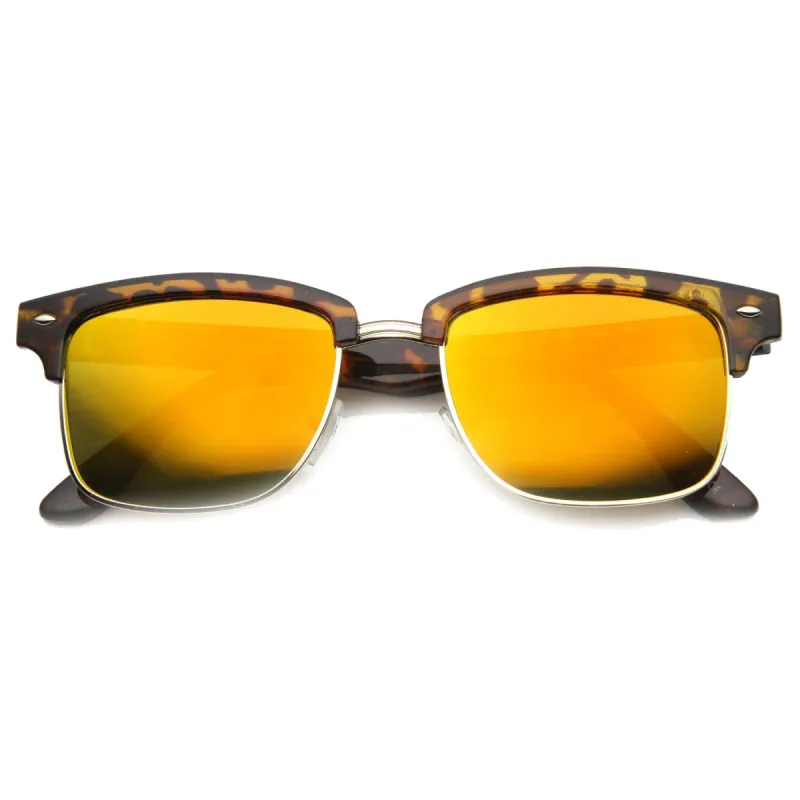 Retro Half Frame Horned Rim Mirror Lens Sunglasses 9811 sold by ZeroUV