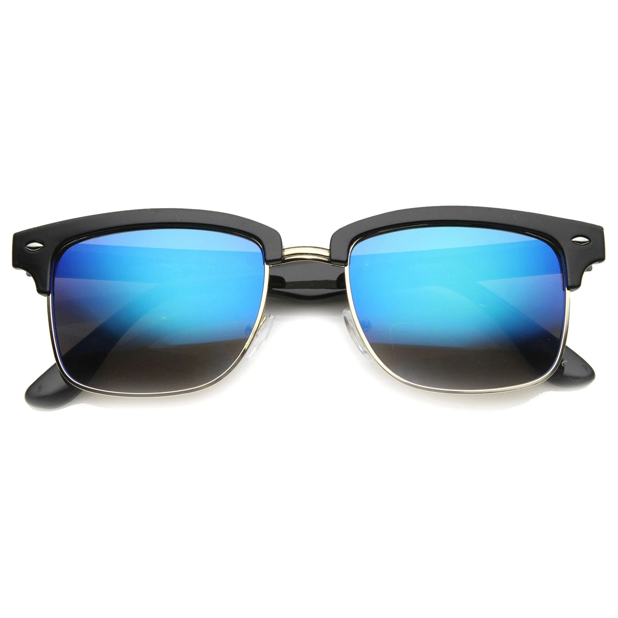 Retro Half Frame Horned Rim Mirror Lens Sunglasses 9811 sold by ZeroUV product image thumbnail 5