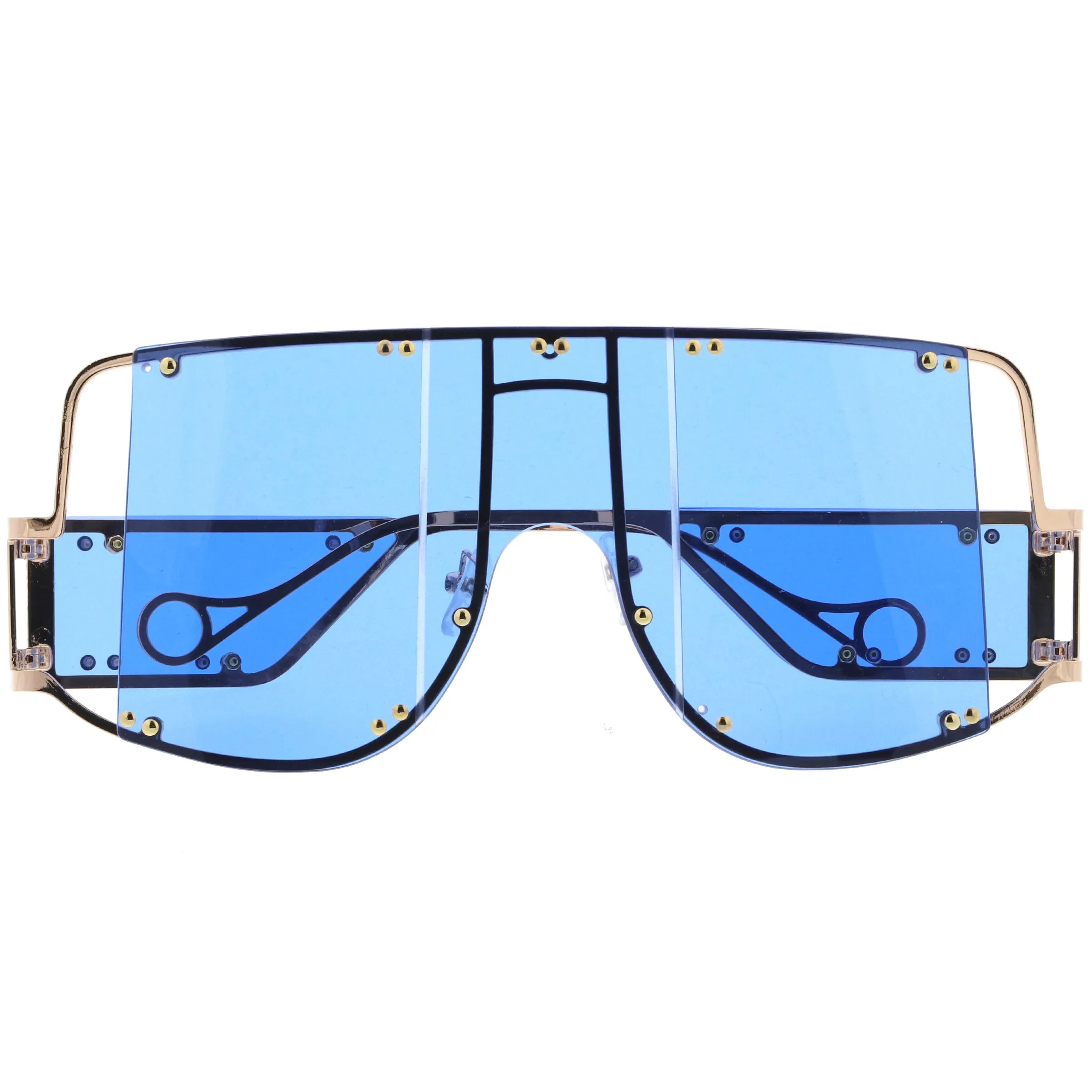 Premium High Fashion Rimless 5-Panel Color Lens Shield Sunglasses D095 sold by ZeroUV product image thumbnail 4