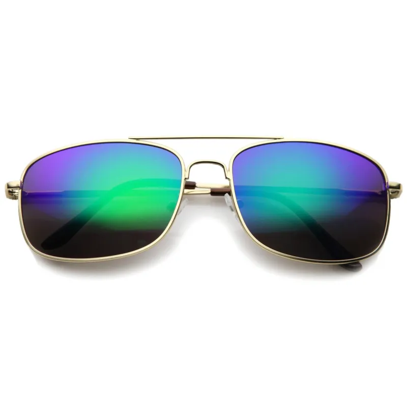 Men's Sports Square Gold Metal Mirrored Lens Aviator Sunglasses A026 sold by ZeroUV