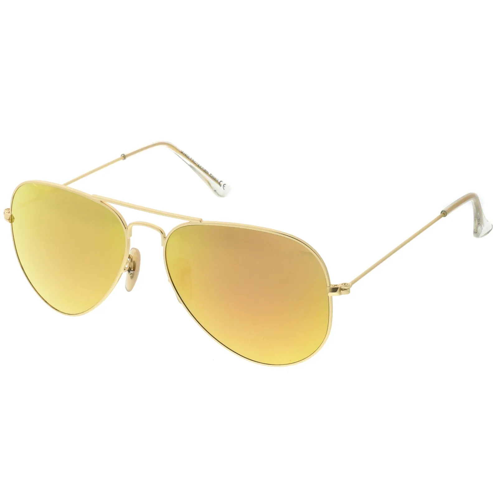 Premium Small Colored Mirror Glass Lens Classic Matte Metal Aviator Sunglasses C770 sold by ZeroUV product image thumbnail 2