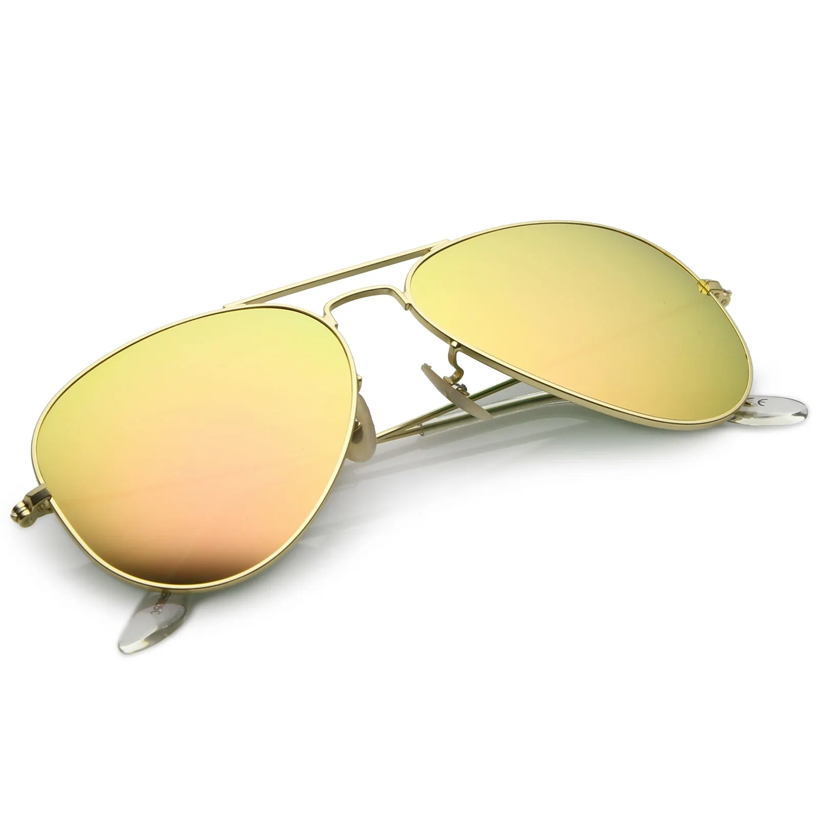 Premium Small Colored Mirror Glass Lens Classic Matte Metal Aviator Sunglasses C770 sold by ZeroUV product image thumbnail 4