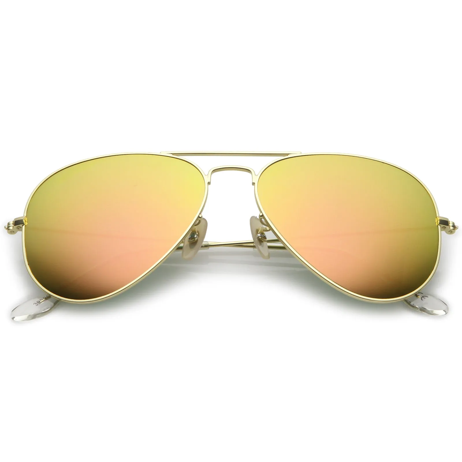 Premium Small Colored Mirror Glass Lens Classic Matte Metal Aviator Sunglasses C770 sold by ZeroUV