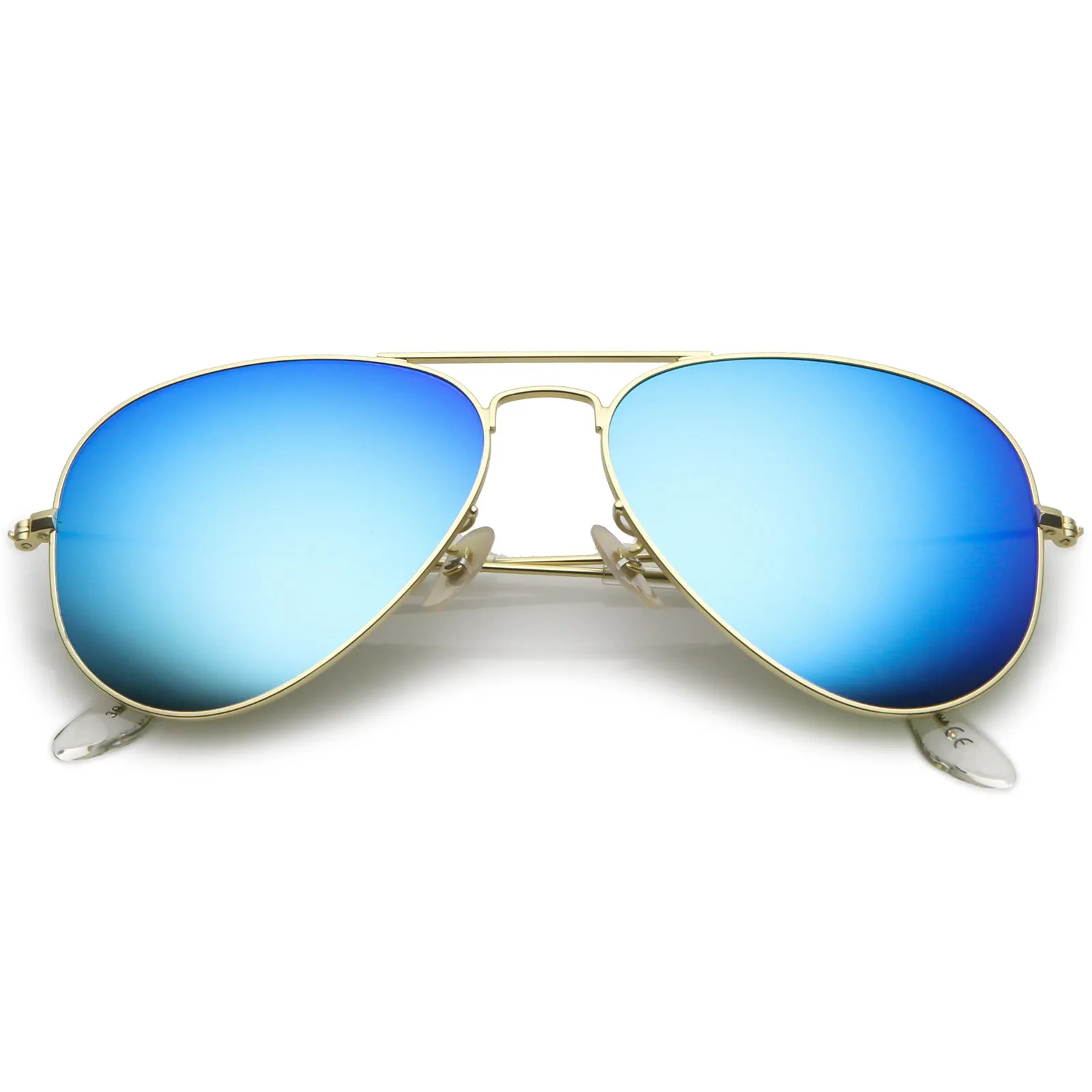 Premium Small Colored Mirror Glass Lens Classic Matte Metal Aviator Sunglasses C770 sold by ZeroUV product image thumbnail 5