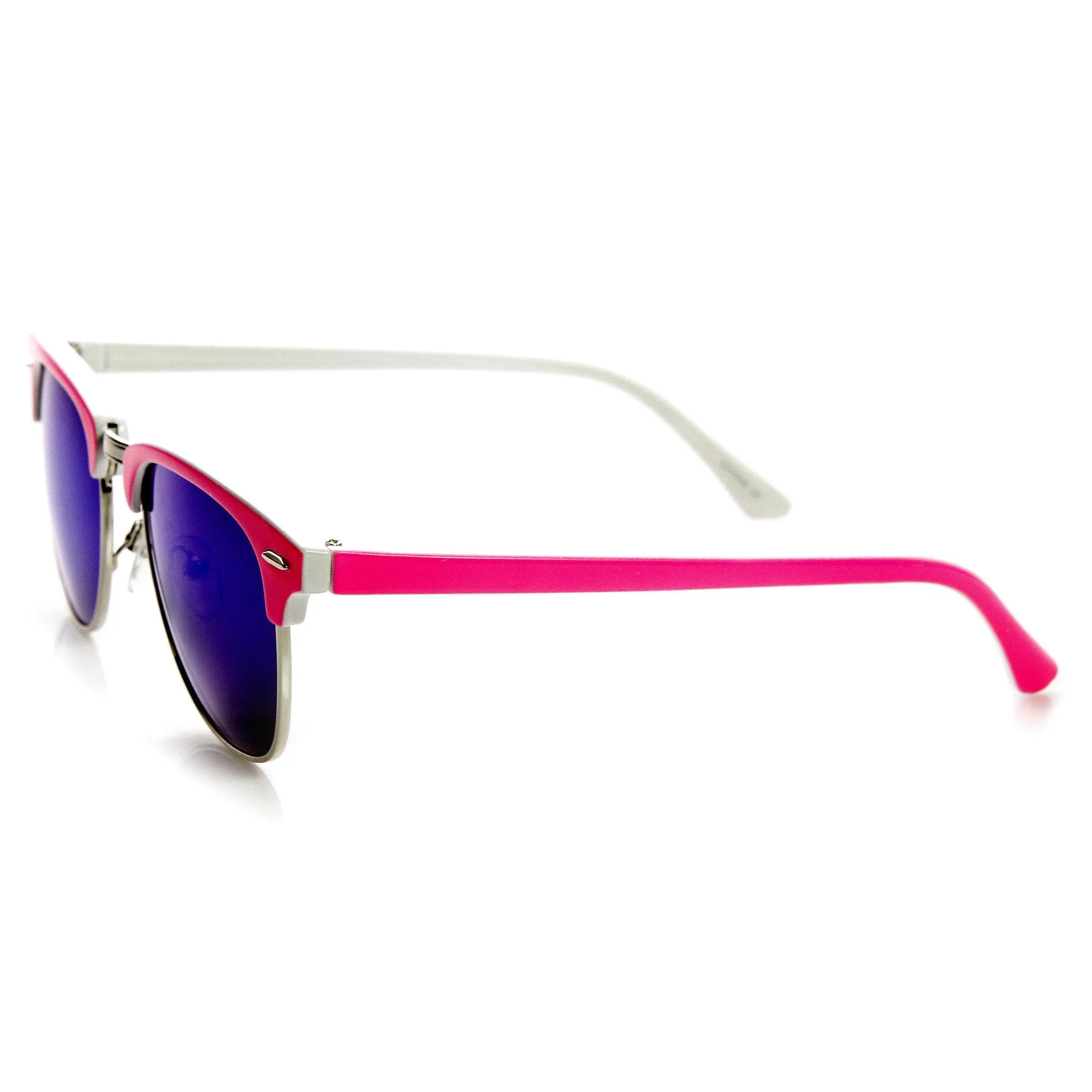 Neon Retro Half Frame Horned Rim Mirror Lens Sunglasses 9333 sold by ZeroUV product image thumbnail 5
