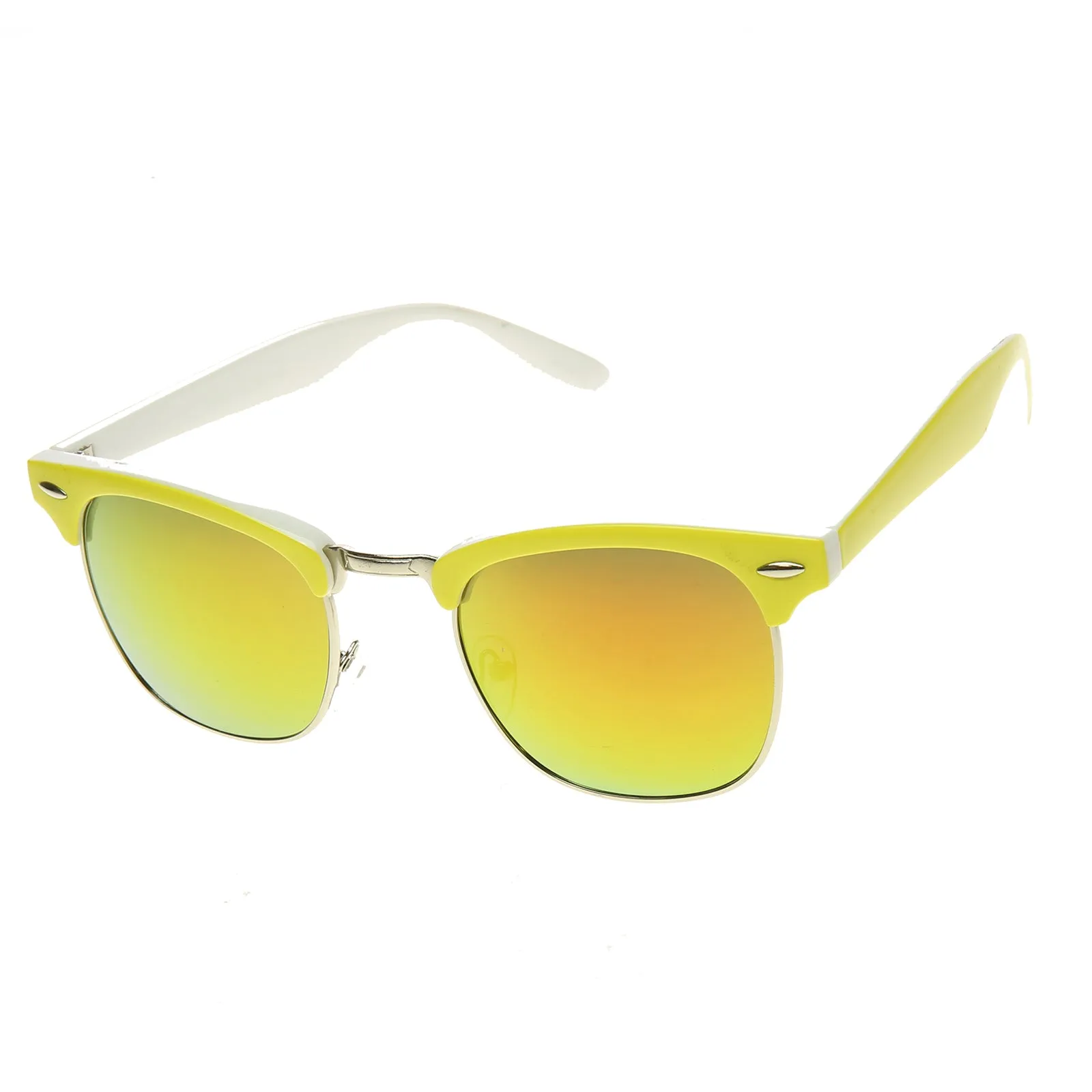 Neon Retro Half Frame Horned Rim Mirror Lens Sunglasses 9333 sold by ZeroUV product image thumbnail 2
