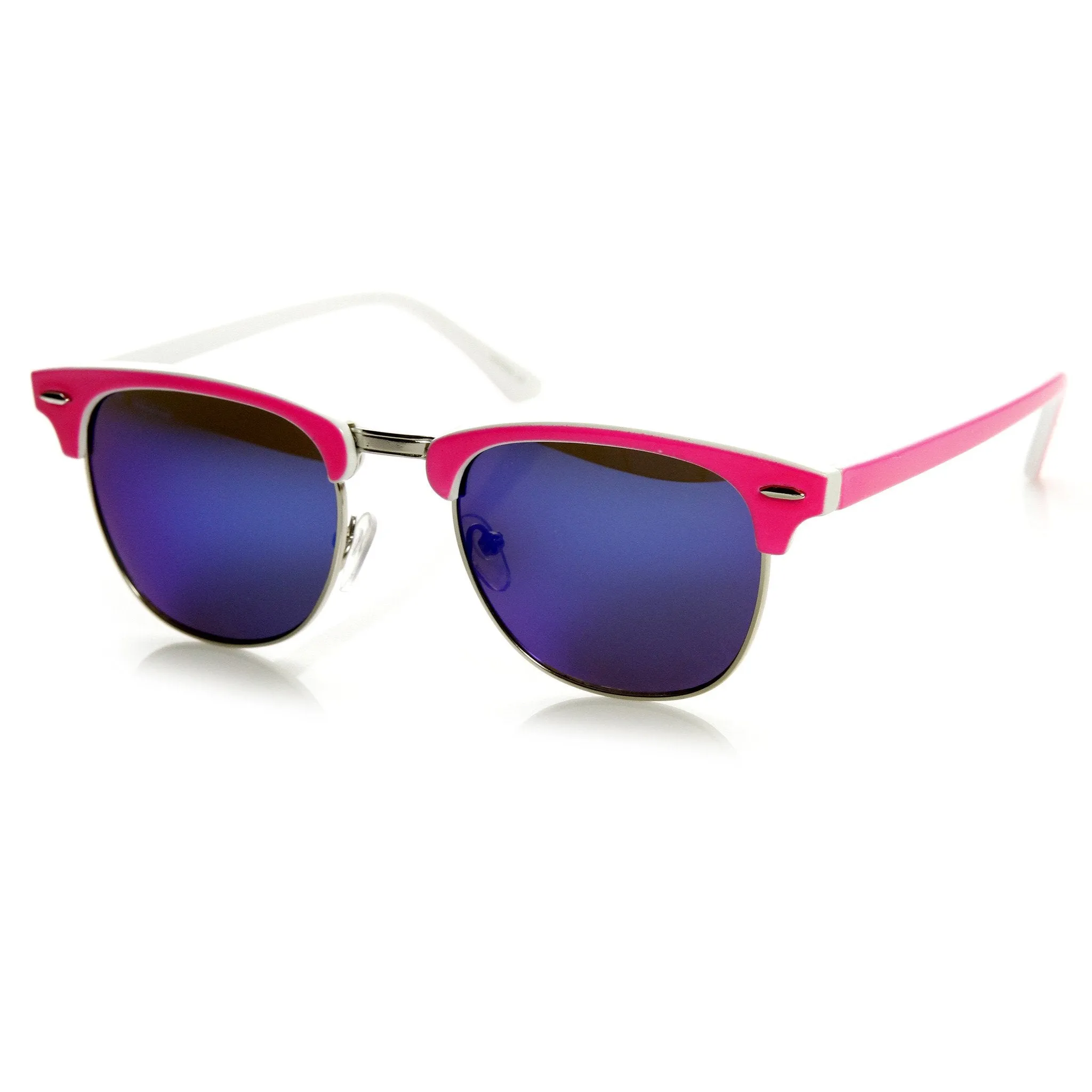 Neon Retro Half Frame Horned Rim Mirror Lens Sunglasses 9333 sold by ZeroUV product image thumbnail 3