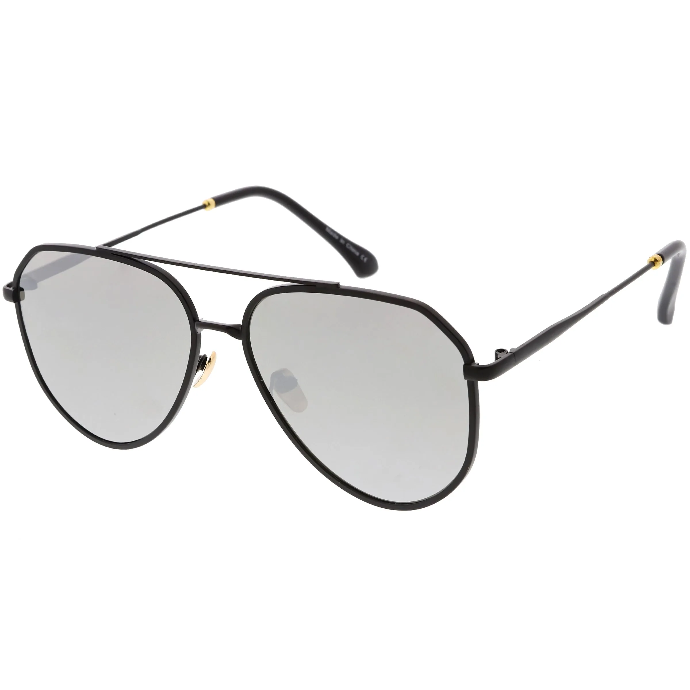 Oversize Retro Modern Mirrored Flat Lens Aviator Sunglasses C849 sold by ZeroUV product image thumbnail 4