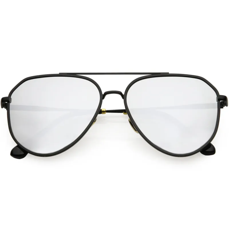 Oversize Retro Modern Mirrored Flat Lens Aviator Sunglasses C849 sold by ZeroUV