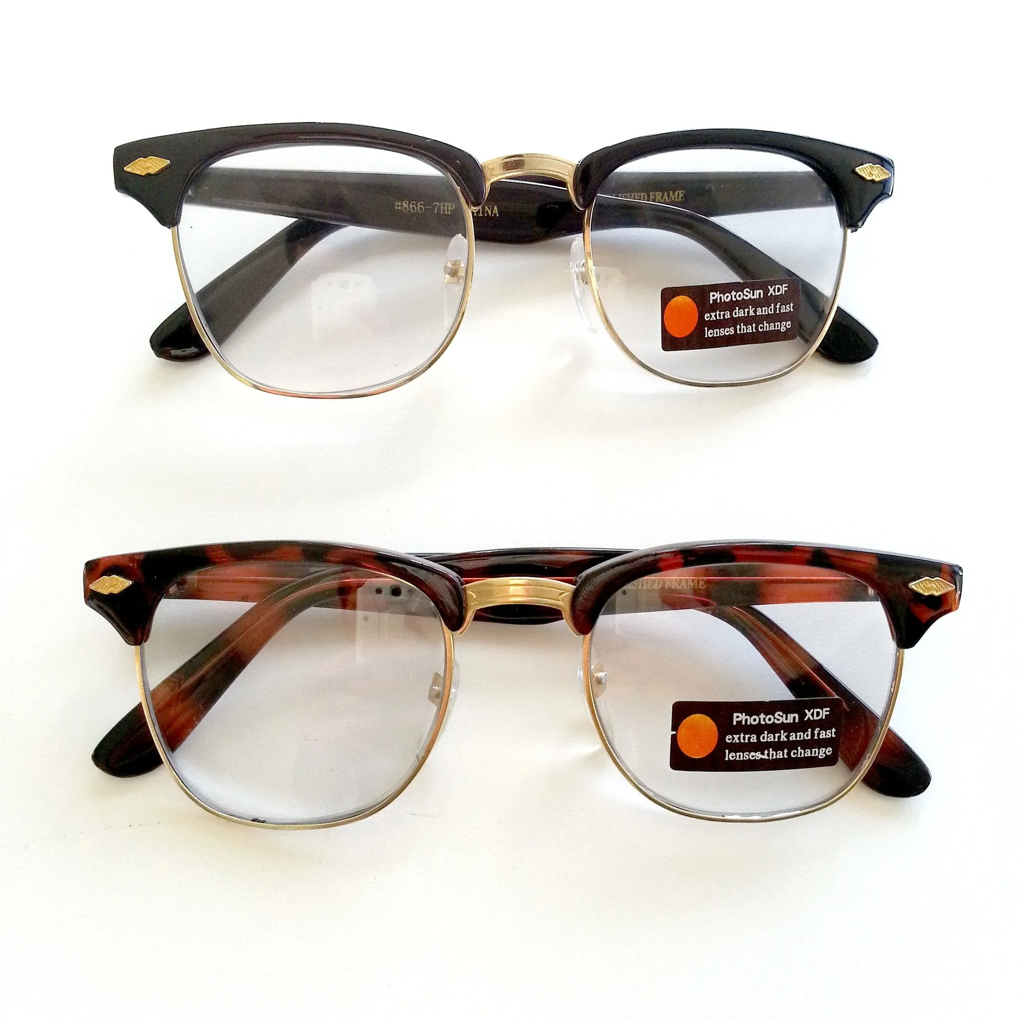 Deadstock Vintage Clear Lens Half Frame Photosun XDF Horned Rim Glasses 7000 sold by ZeroUV