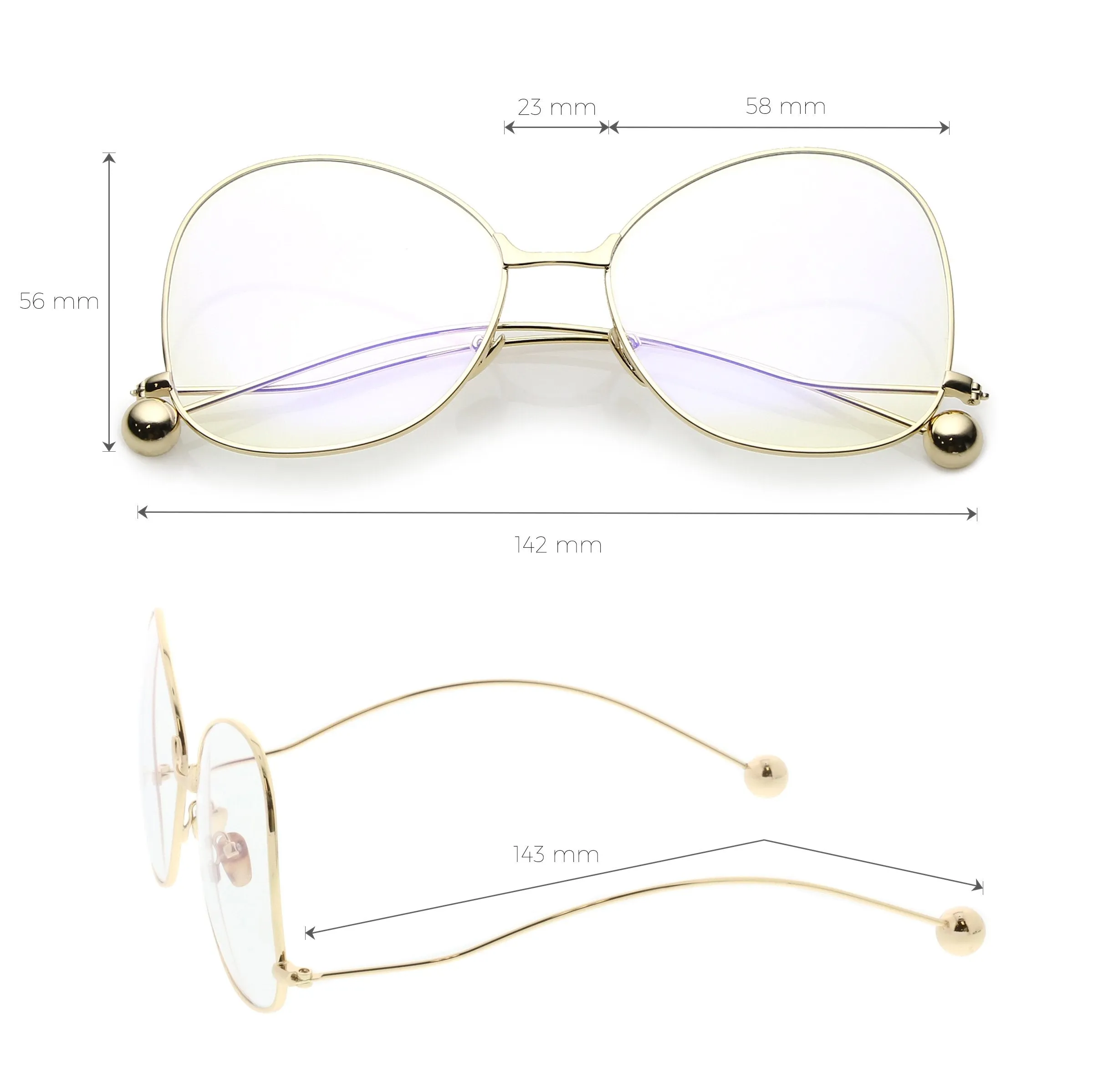 Women's Vintage Oversize Butterfly Clear Lens Glasses C418 sold by ZeroUV product image thumbnail 5
