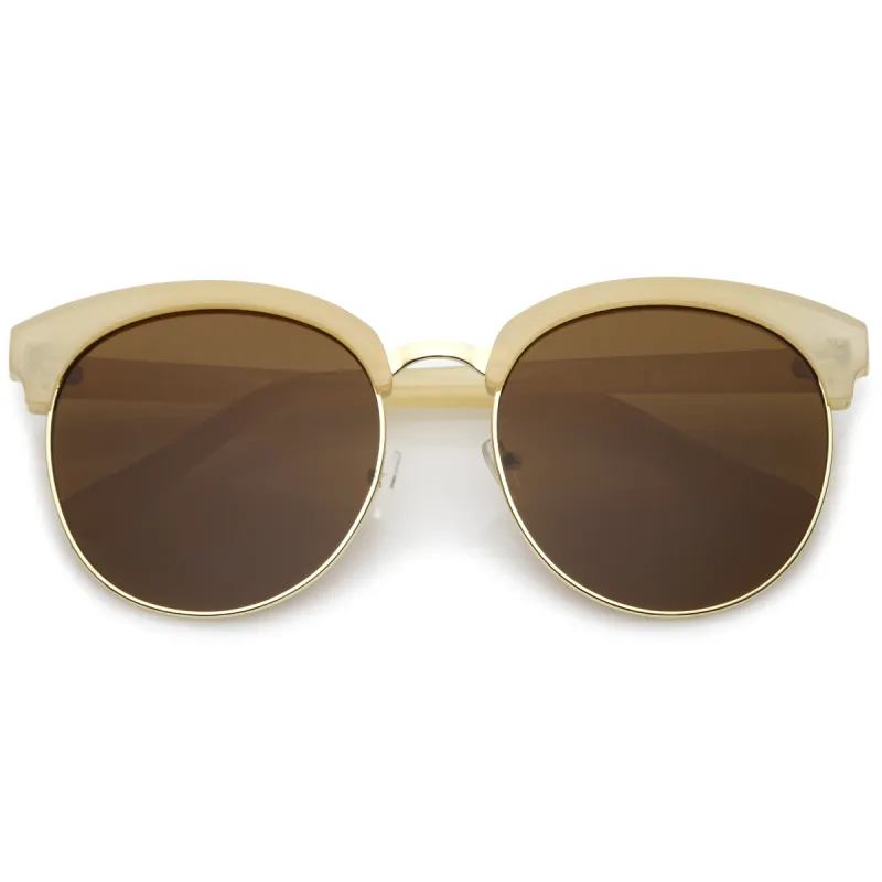 Chic Oversize Flat Lens Browline Half Frame Sunglasses A531 sold by ZeroUV