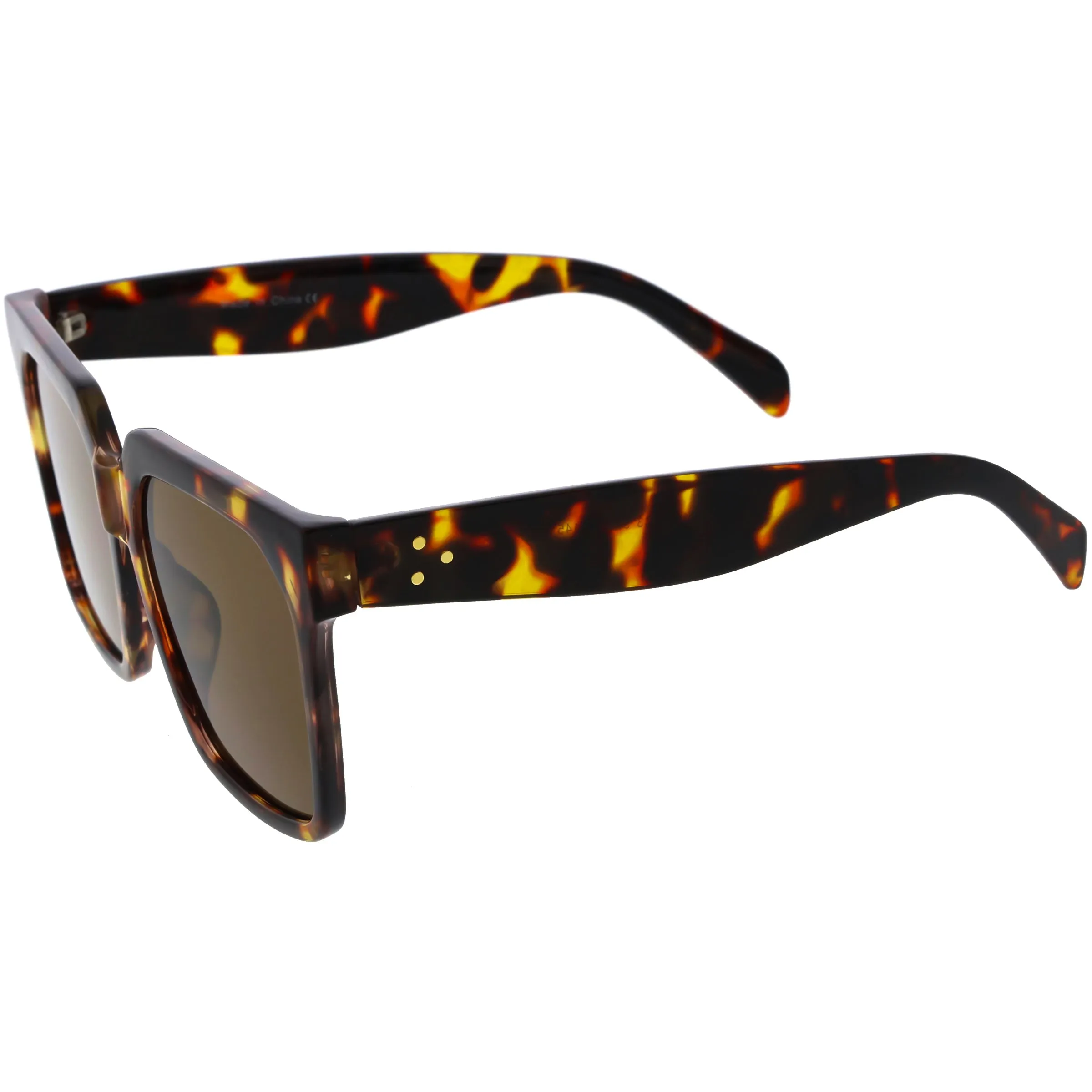 Classy Oversized Neutral Square Horn Rimmed Sunglasses D114 sold by ZeroUV product image thumbnail 3