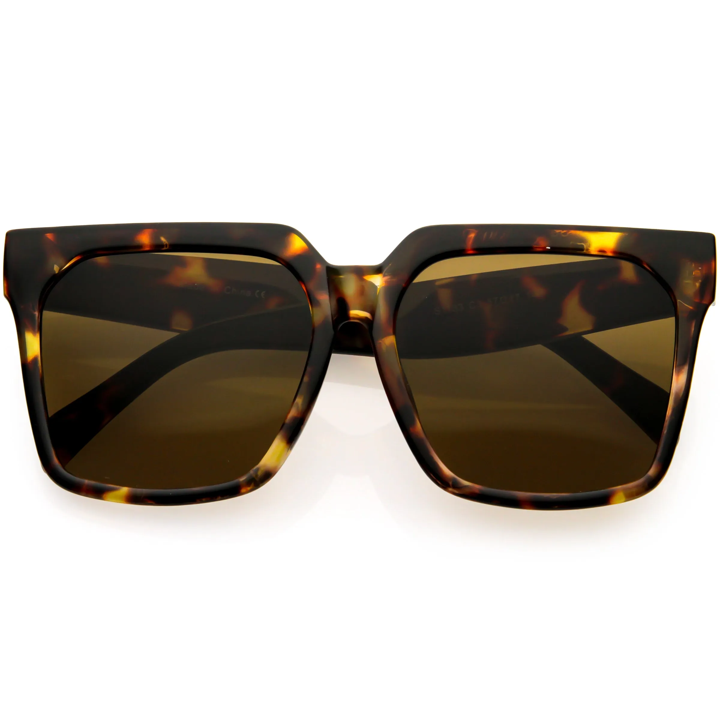 Classy Oversized Neutral Square Horn Rimmed Sunglasses D114 sold by ZeroUV