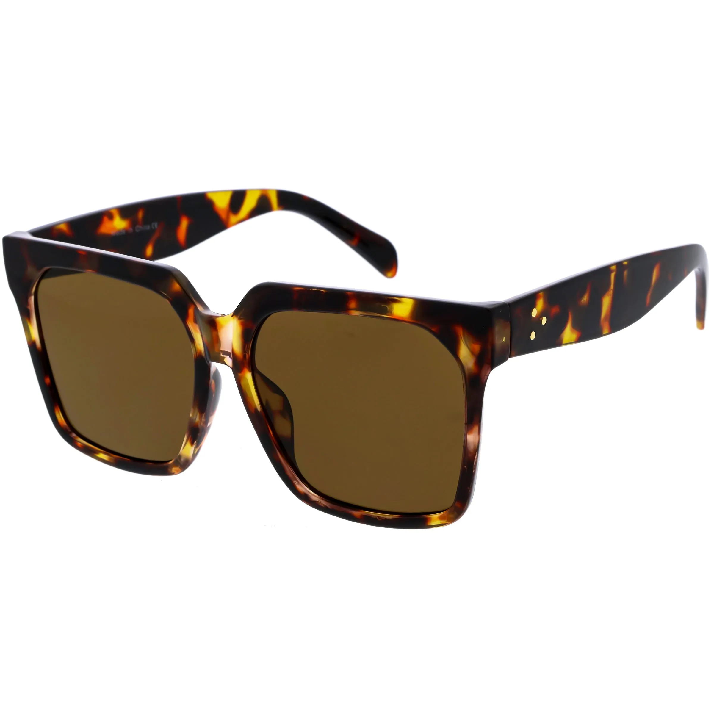 Classy Oversized Neutral Square Horn Rimmed Sunglasses D114 sold by ZeroUV product image thumbnail 2