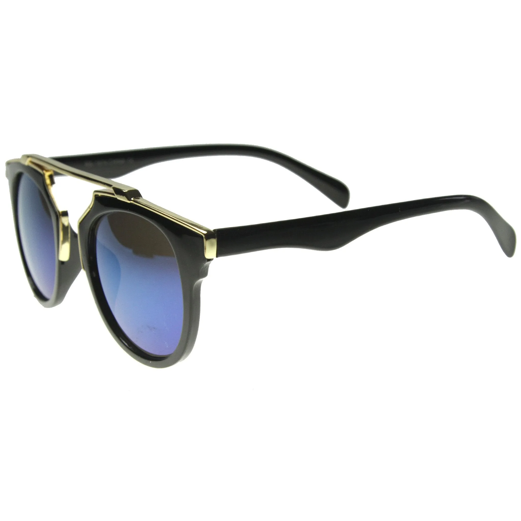 Intricately Designed Retro Horned Rim Mirrored Lens Sunglasses 9754 sold by ZeroUV product image thumbnail 3