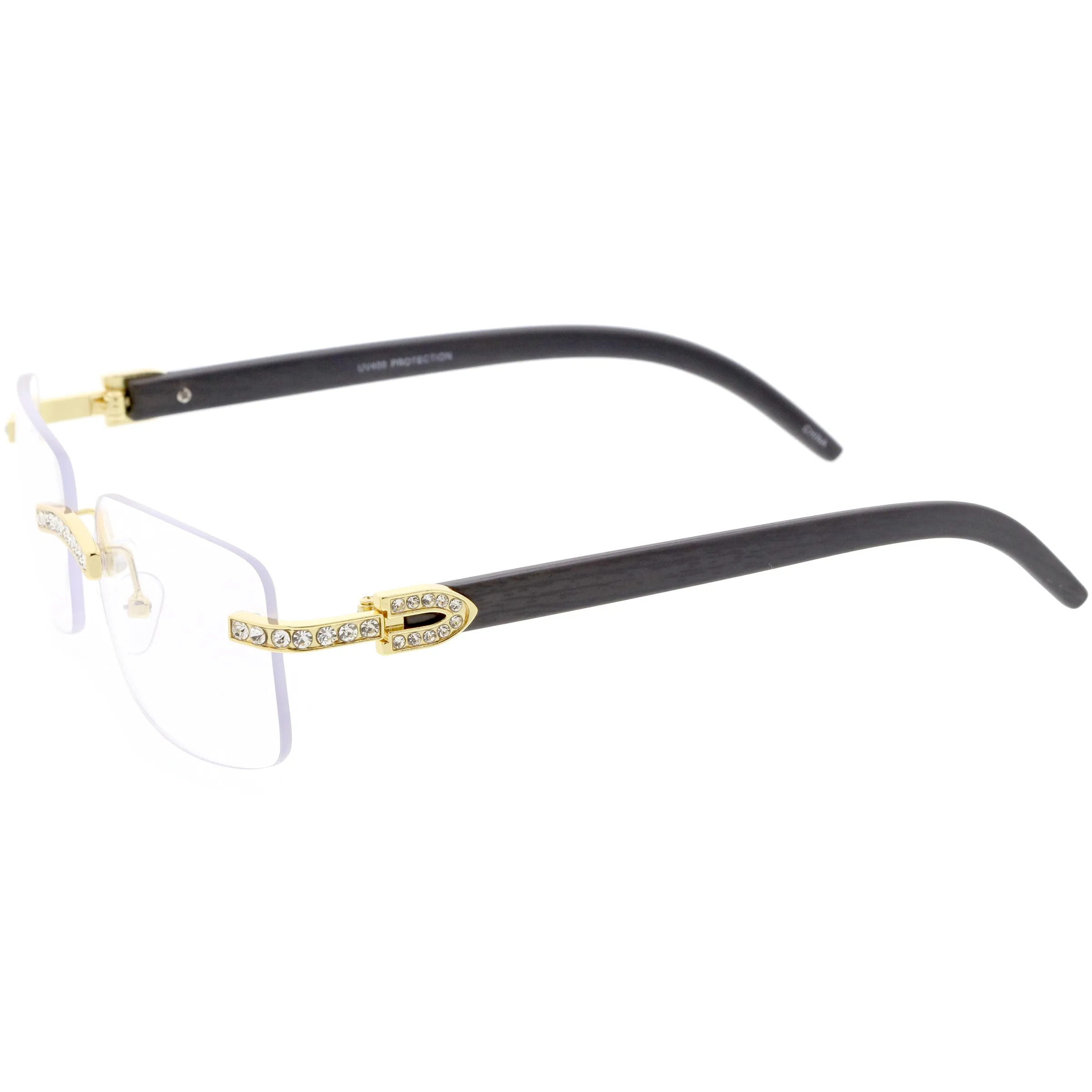 Premium Rhinestones Decorated Blue Light Square Glasses D182 sold by ZeroUV product image thumbnail 3