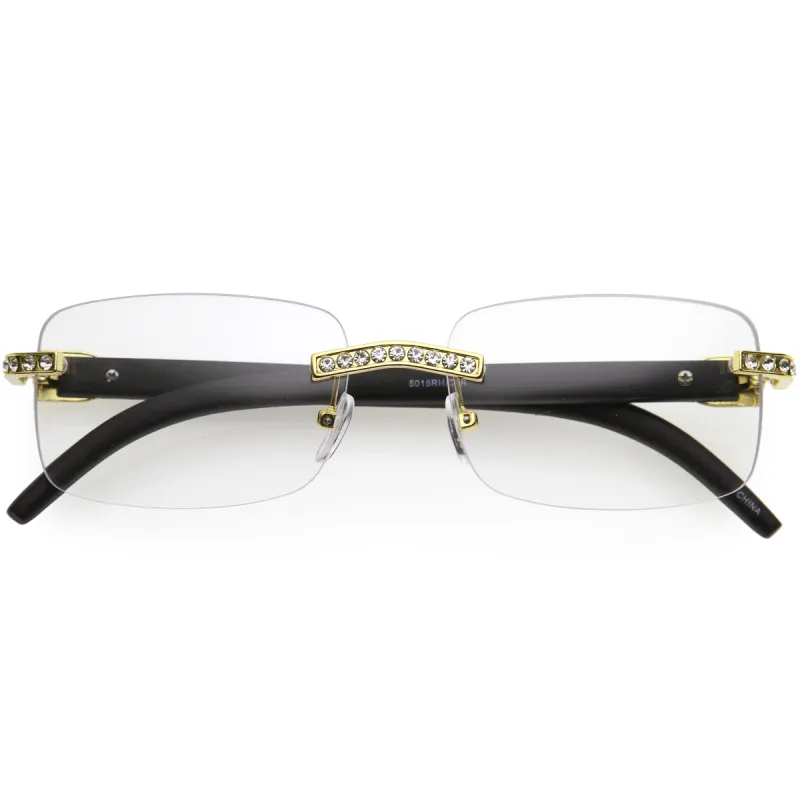 Premium Rhinestones Decorated Blue Light Square Glasses D182 sold by ZeroUV