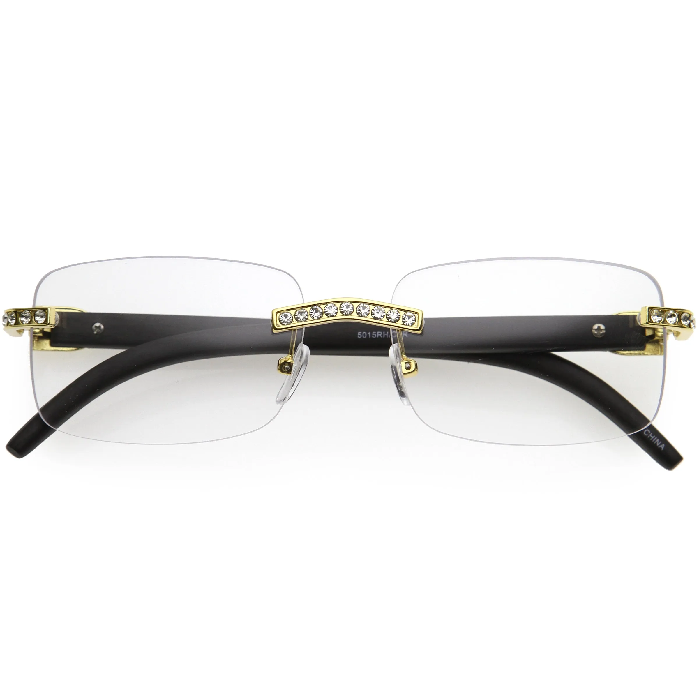 Premium Rhinestones Decorated Blue Light Square Glasses D182 sold by ZeroUV