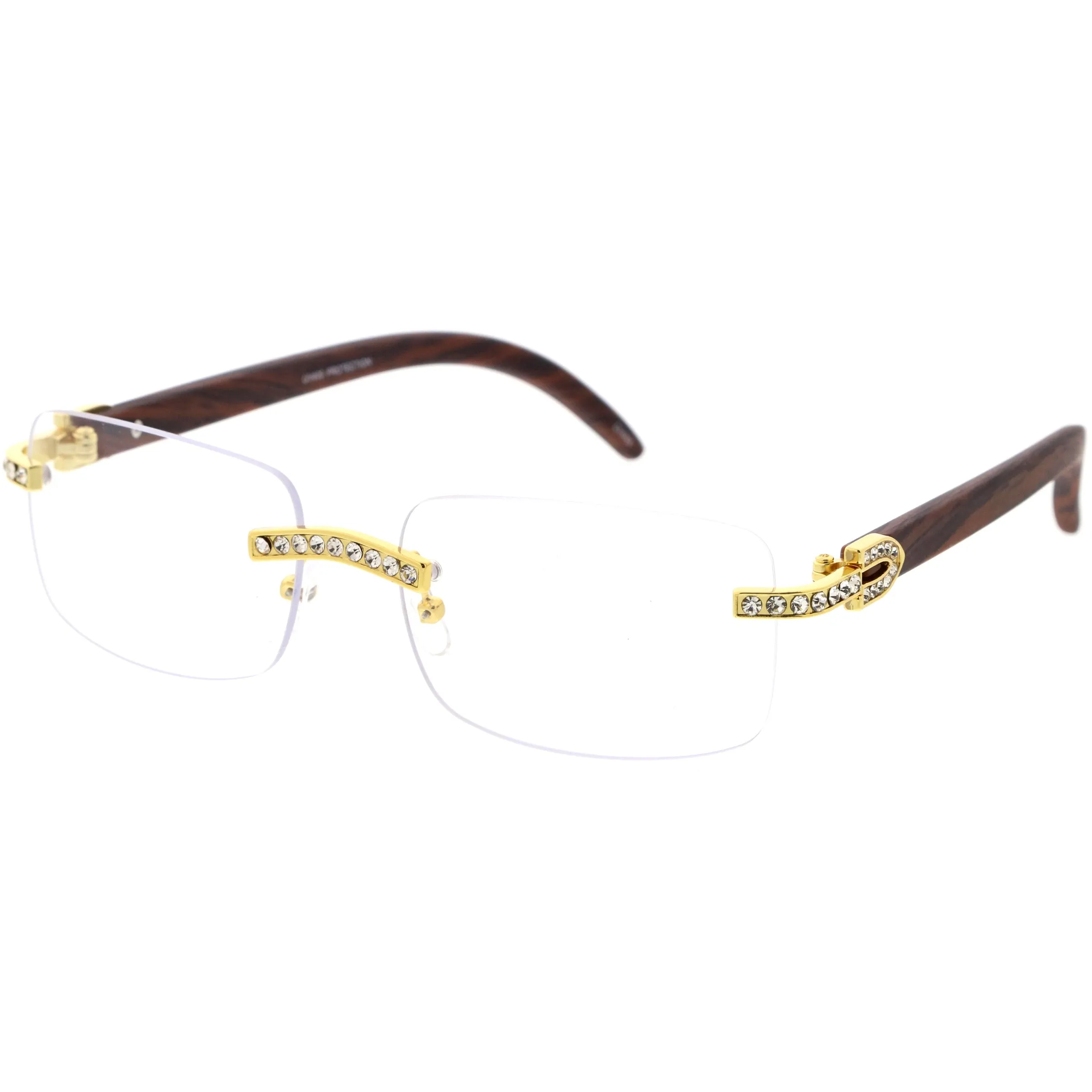 Premium Rhinestones Decorated Blue Light Square Glasses D182 sold by ZeroUV product image thumbnail 5