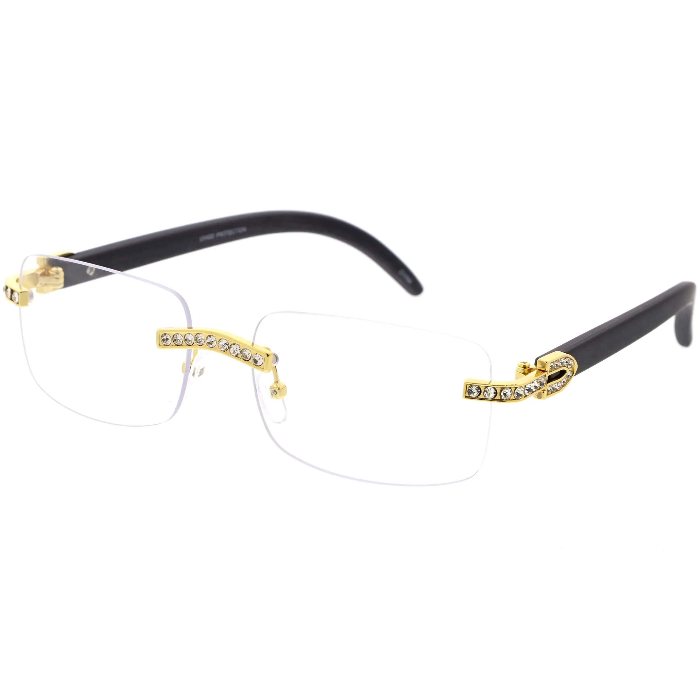 Premium Rhinestones Decorated Blue Light Square Glasses D182 sold by ZeroUV product image thumbnail 2