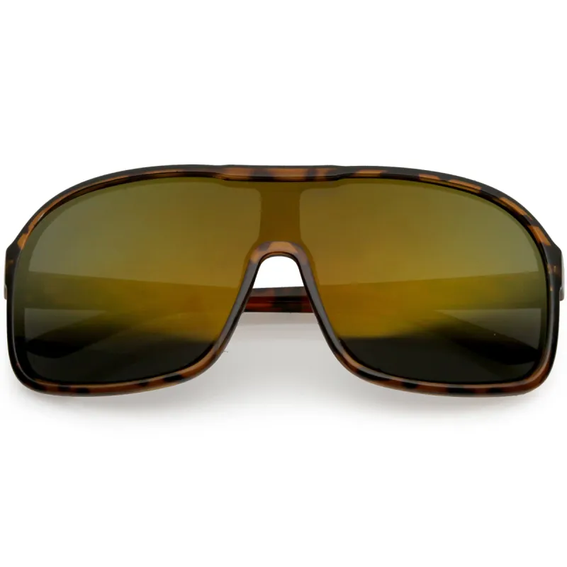 Retro 1980's Riding Sports Mirrored Lens Shield Sunglasses C562 sold by ZeroUV