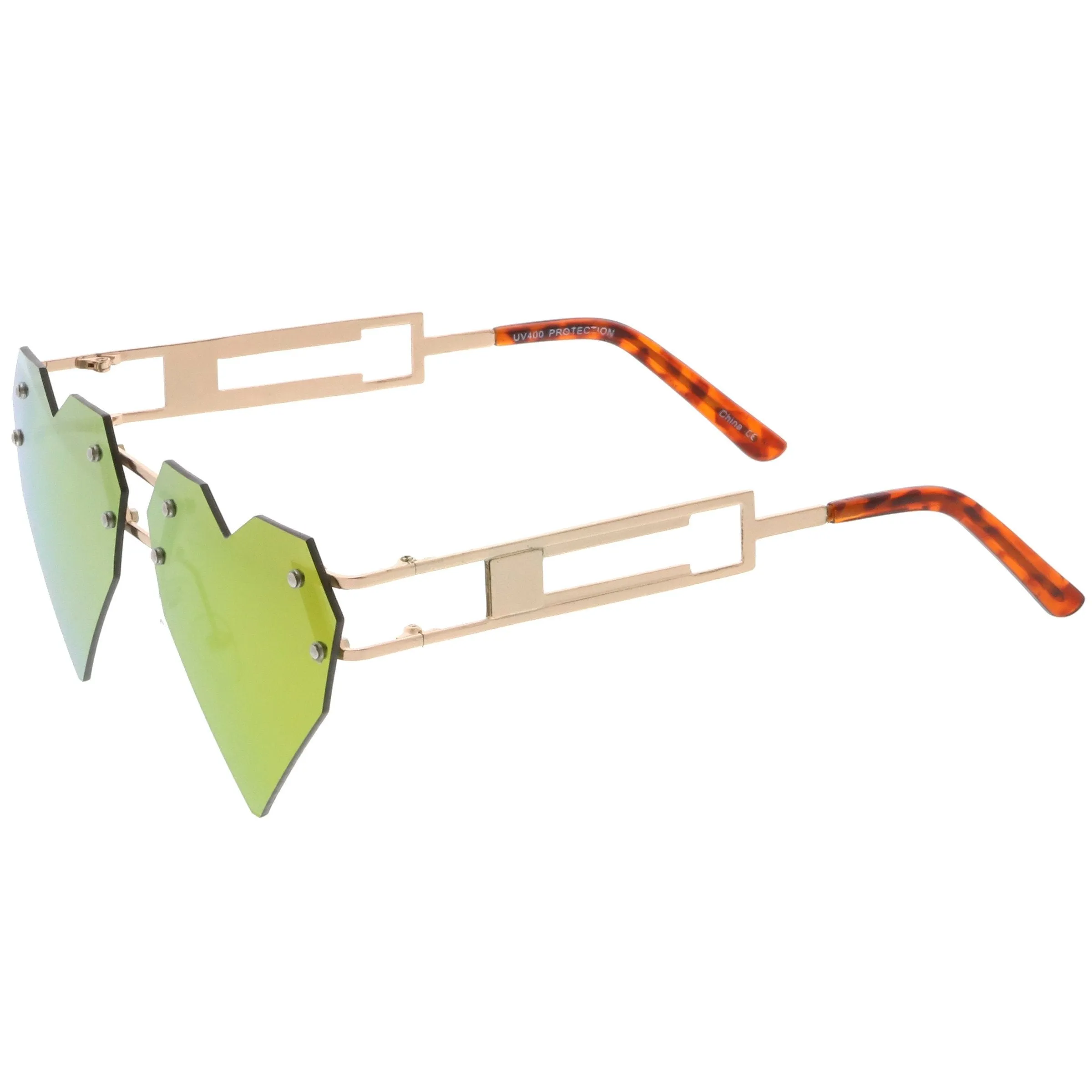 Novelty 8 Bit Laser Cut Heart Shape Mirrored Flat Lens Sunglasses C440 sold by ZeroUV product image thumbnail 3