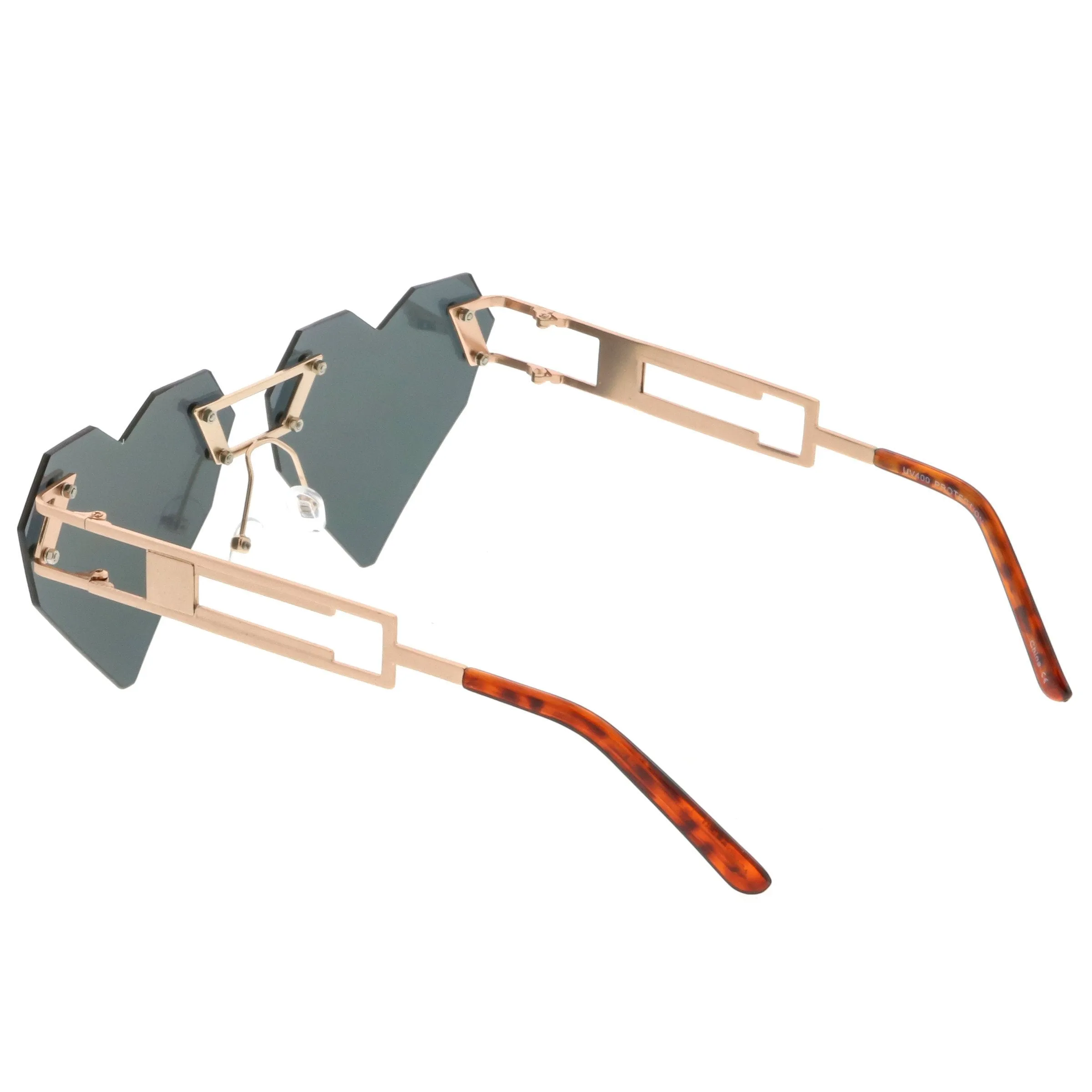 Novelty 8 Bit Laser Cut Heart Shape Mirrored Flat Lens Sunglasses C440 sold by ZeroUV product image thumbnail 4