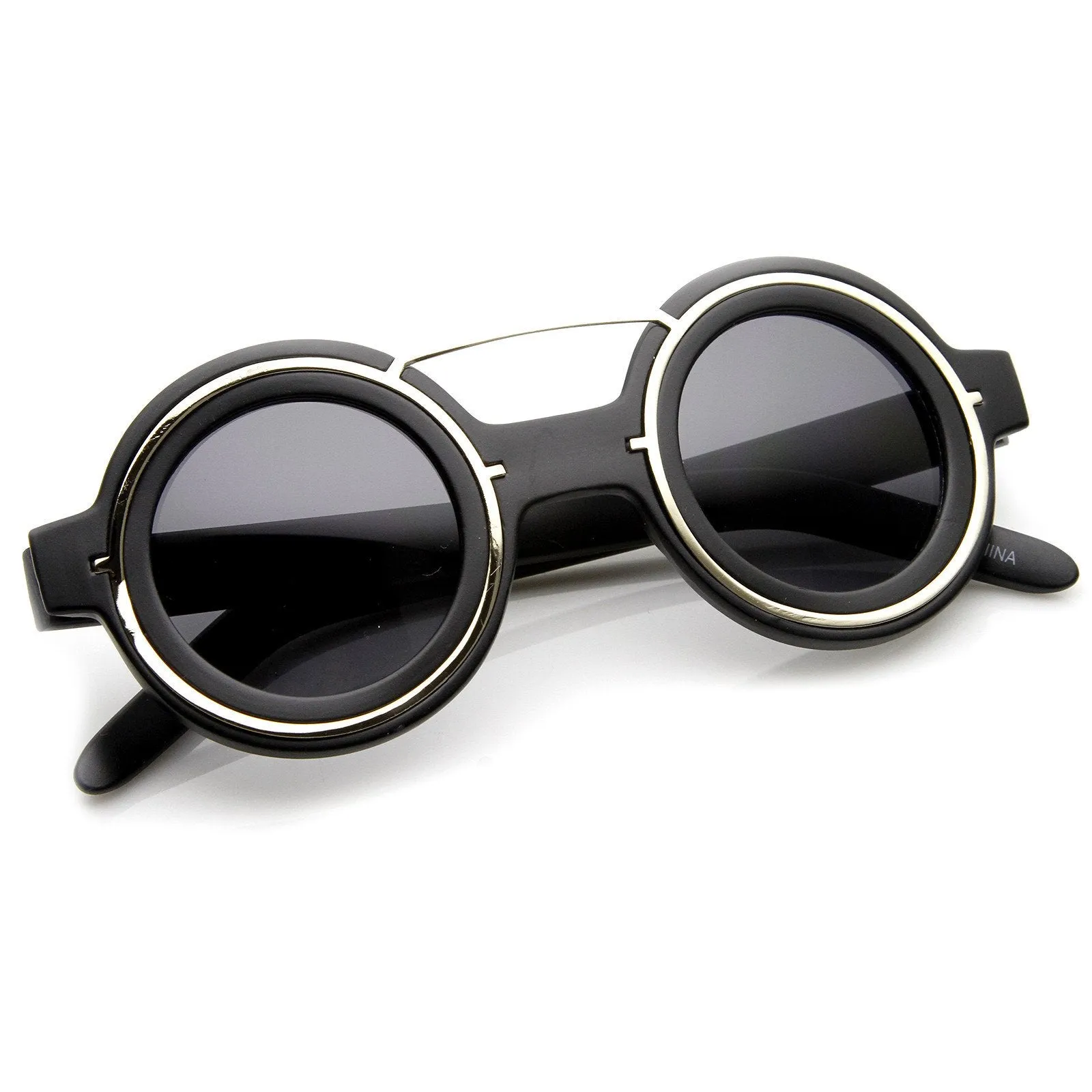 Steampunk Womens Fashion Round Sunglasses Metal Accents 8957 sold by ZeroUV product image thumbnail 3