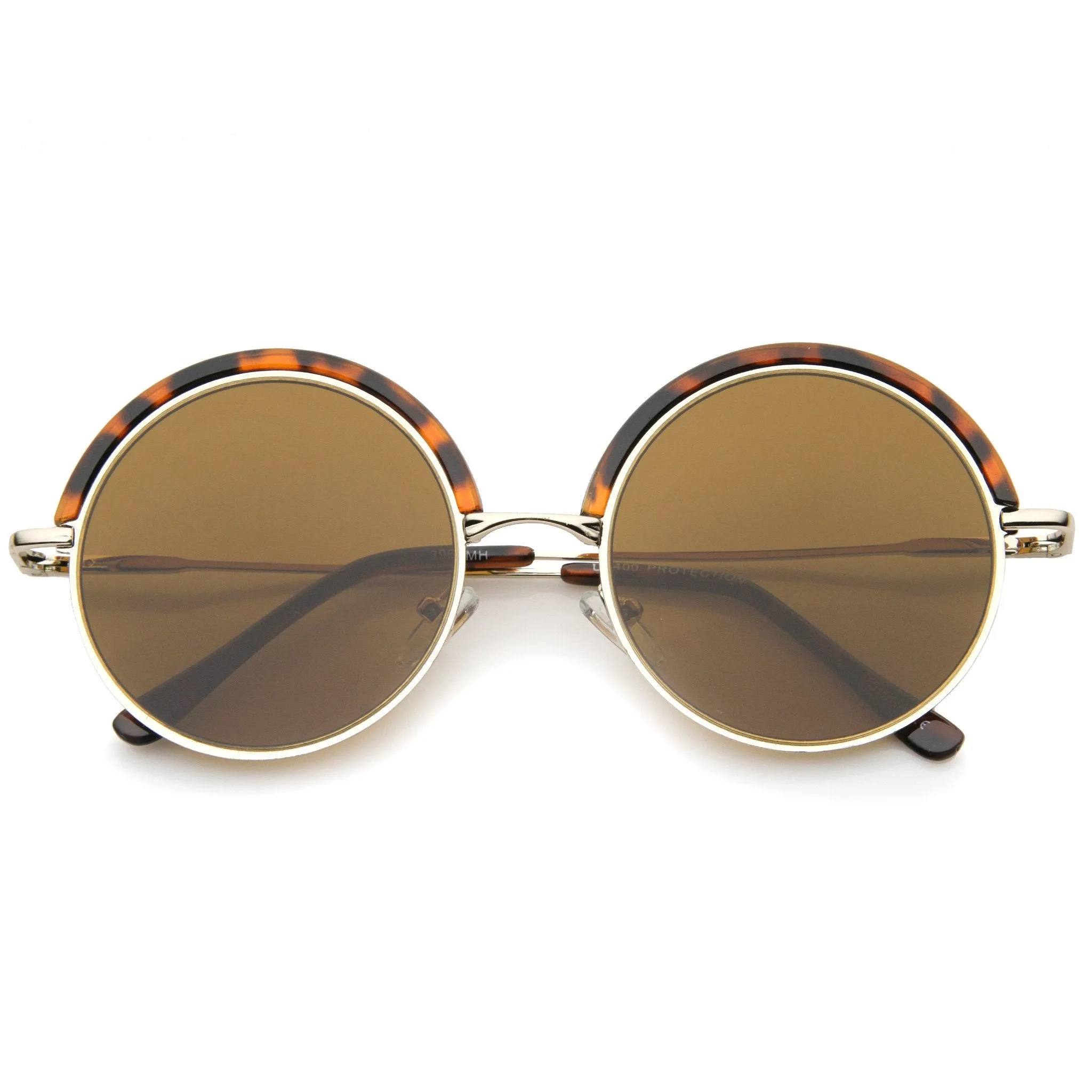 Women's Oversize Round Top Trim Flat Lens Sunglasses A506 sold by ZeroUV