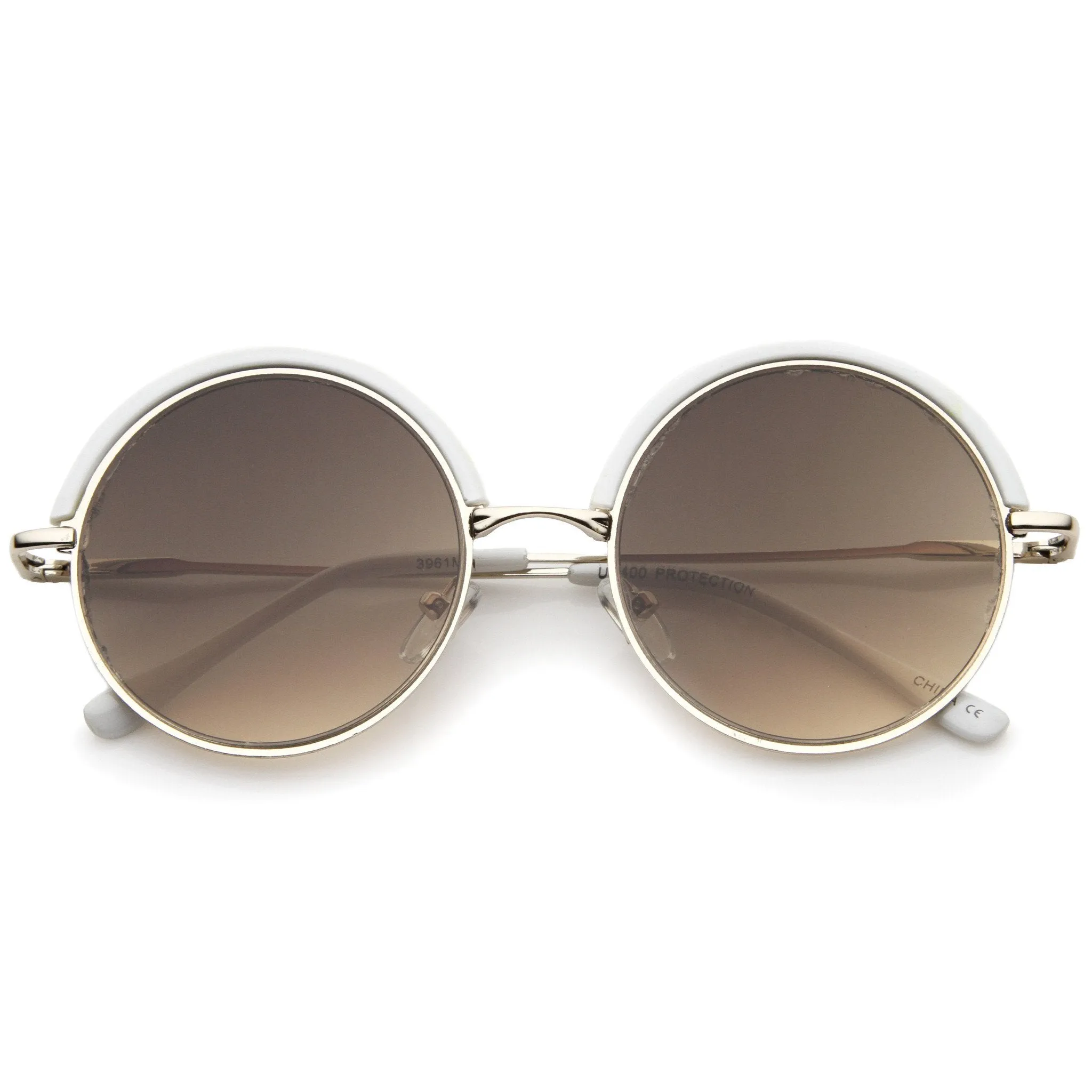 Women's Oversize Round Top Trim Flat Lens Sunglasses A506 sold by ZeroUV product image thumbnail 3