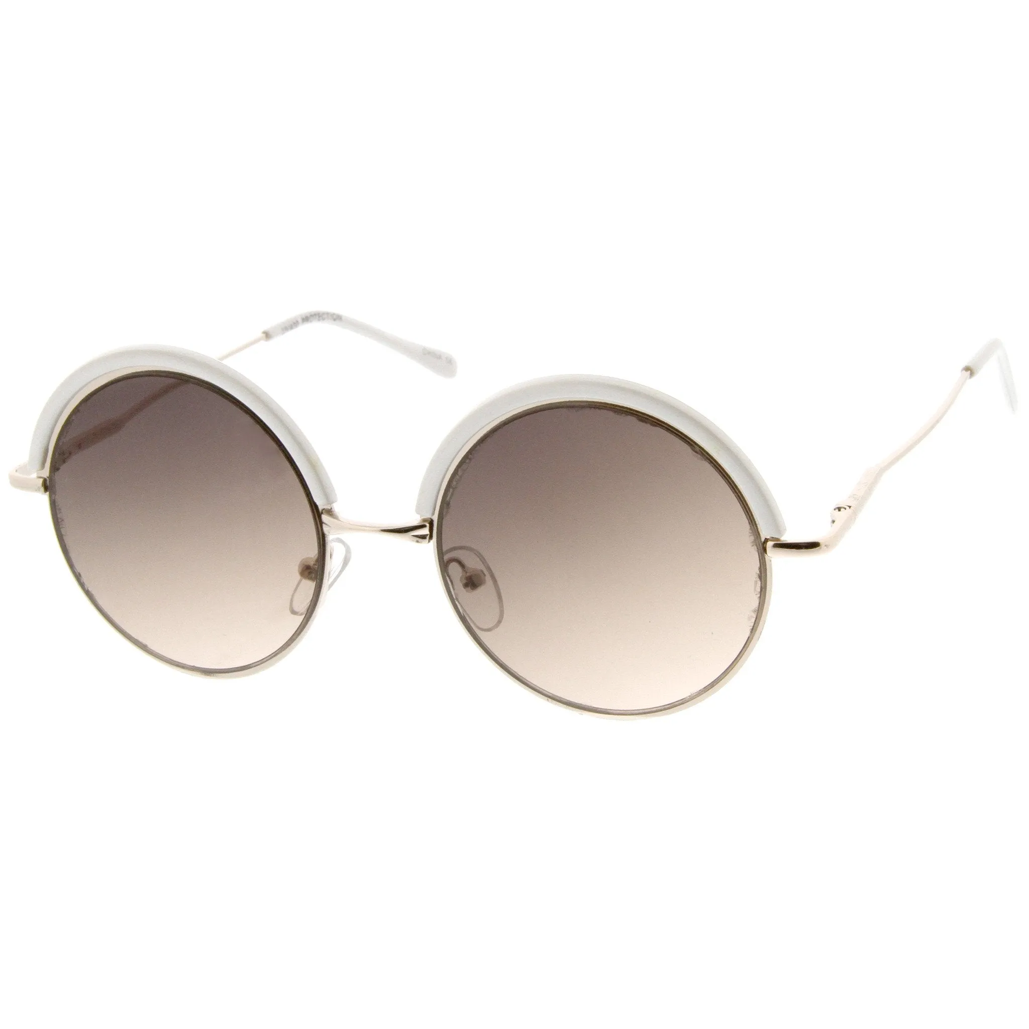 Women's Oversize Round Top Trim Flat Lens Sunglasses A506 sold by ZeroUV product image thumbnail 4