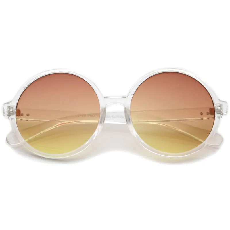 Round Retro Clear Frame Gradient Flat Lens Sunglasses A460 sold by ZeroUV