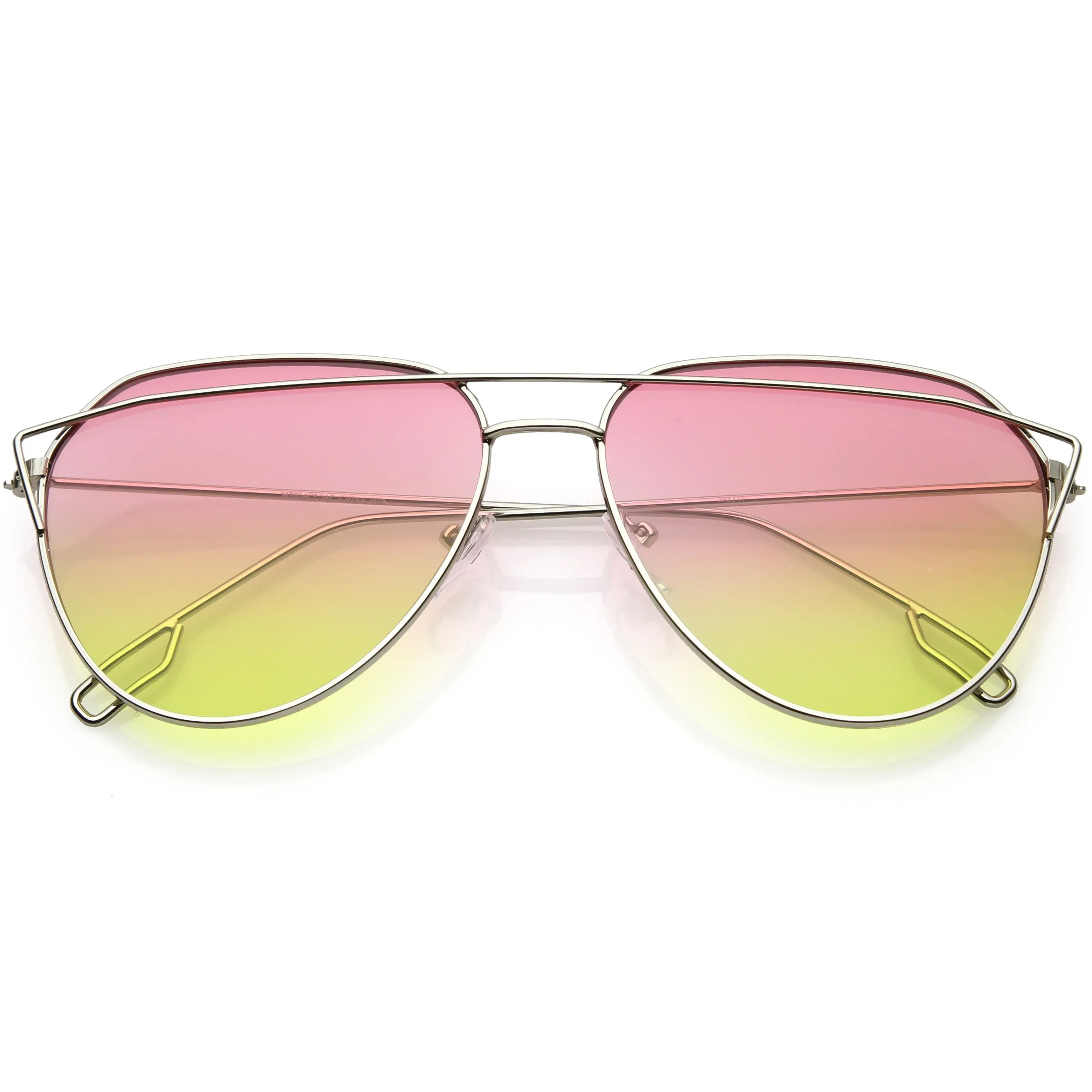 Modern Metal Slim Crossbar Gradient Lens Aviator Sunglasses C628 sold by ZeroUV